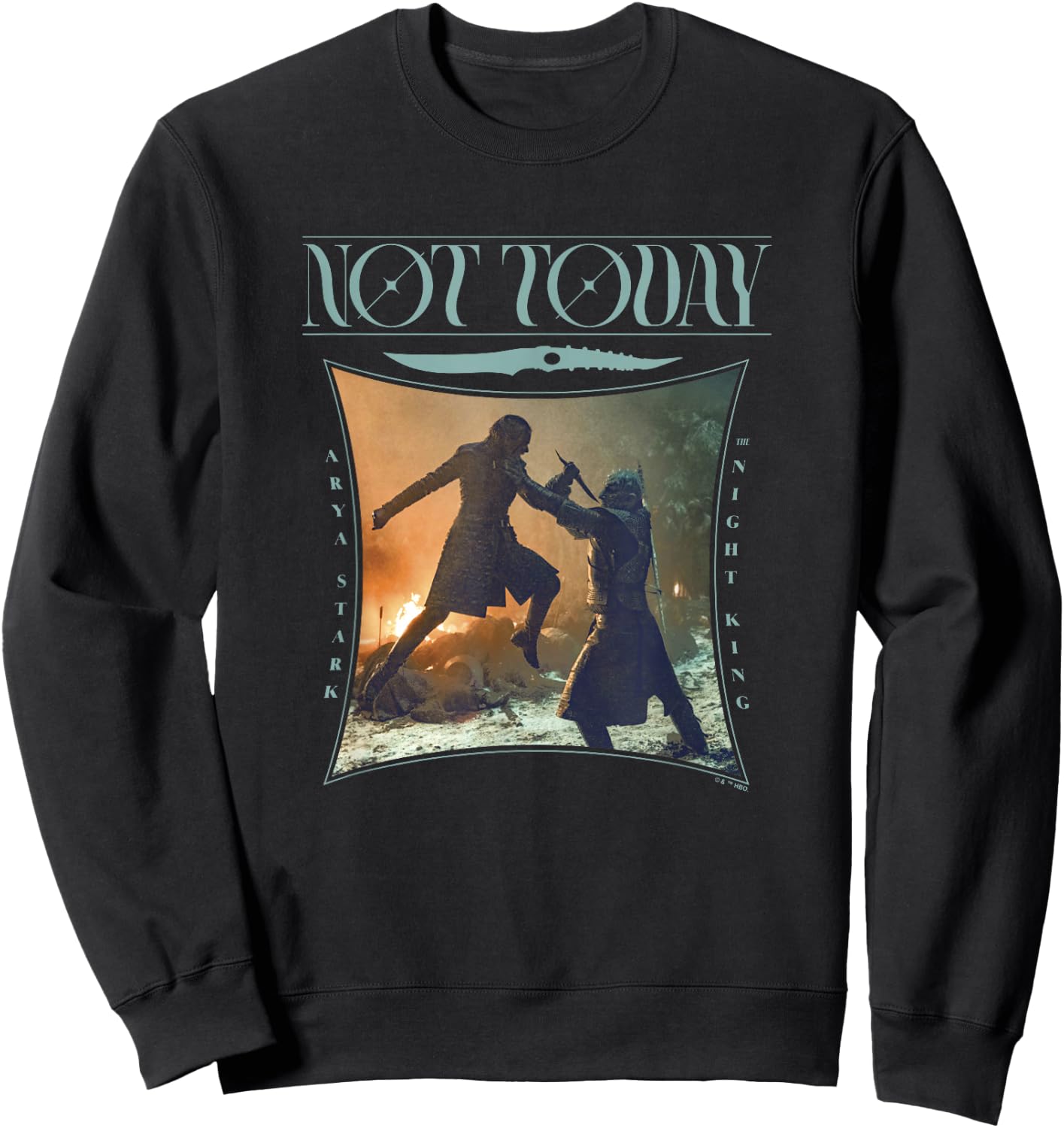 Game Of Thrones Not Today Night King & Arya Cinematic Panel Sweatshirt - Sweatshirt | Black