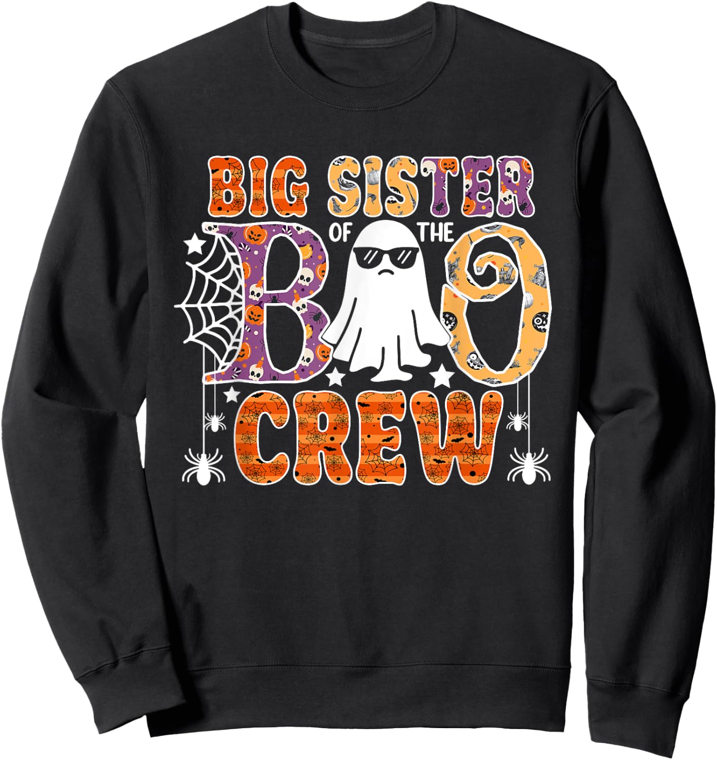 Big Sister Of The Boo Crew Funny Halloween Family Matching Sweatshirt - Sweatshirt | Black