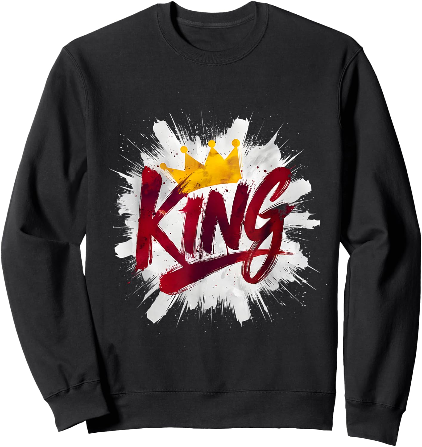King with a Crown in Red and White Sweatshirt - Sweatshirt | Black