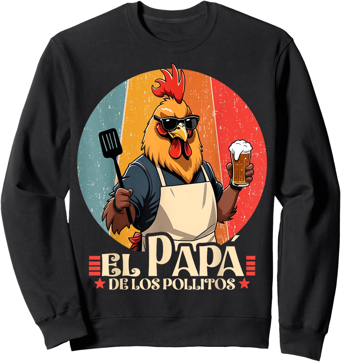 El Papa de lo pollitos funny Spanish Dia del Padre Sweatshirt - Sweatshirt | Black