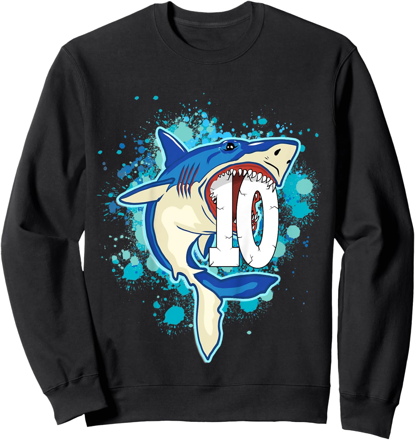 Kids Kids 10 yrs Old Boys Shark Birthday Gift Shirt Sweatshirt - Sweatshirt | Black