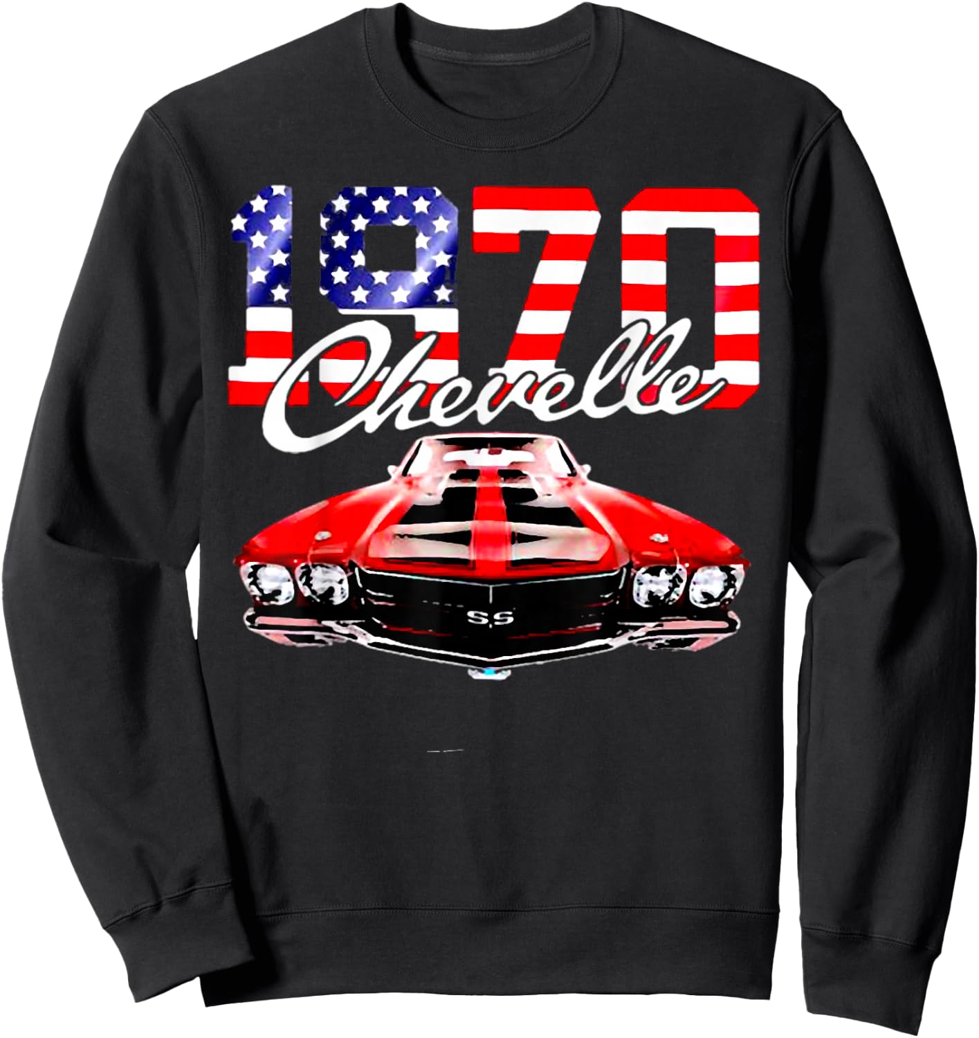 1970 70 Chevelle SS Trending Chevys Muscle Red White Car Sweatshirt - Sweatshirt | Black