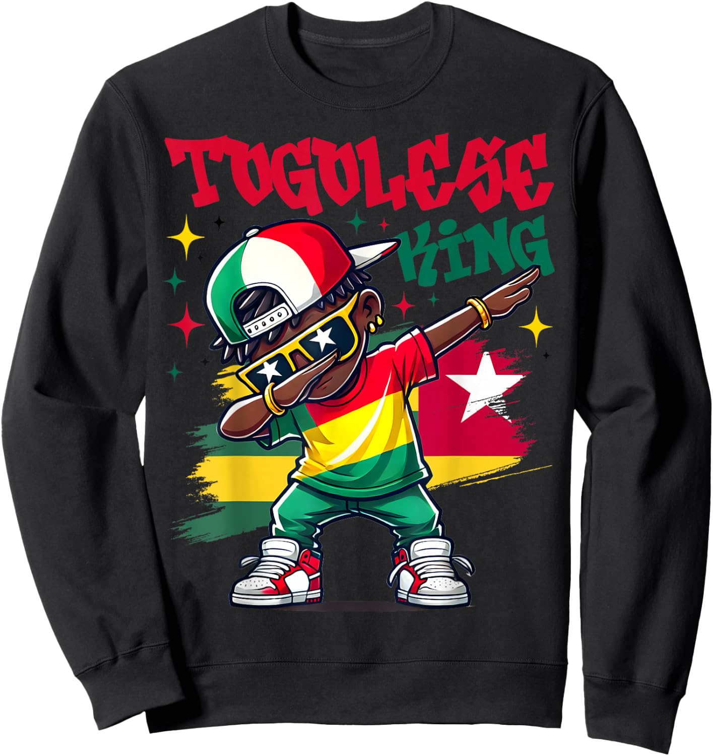 Togolese King Dabbing Togo Flag Pride for Kids Sweatshirt - Sweatshirt | Black