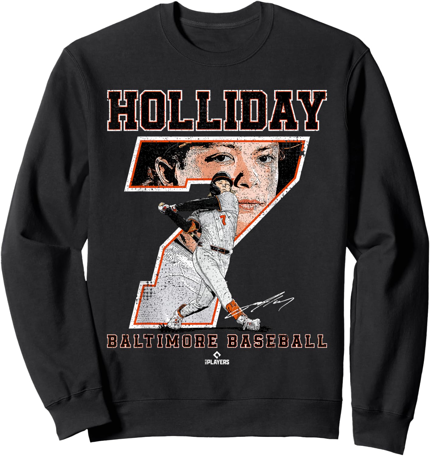 Number and Portrait Jackson Holliday Baltimore MLBPA Sweatshirt - Sweatshirt | Black