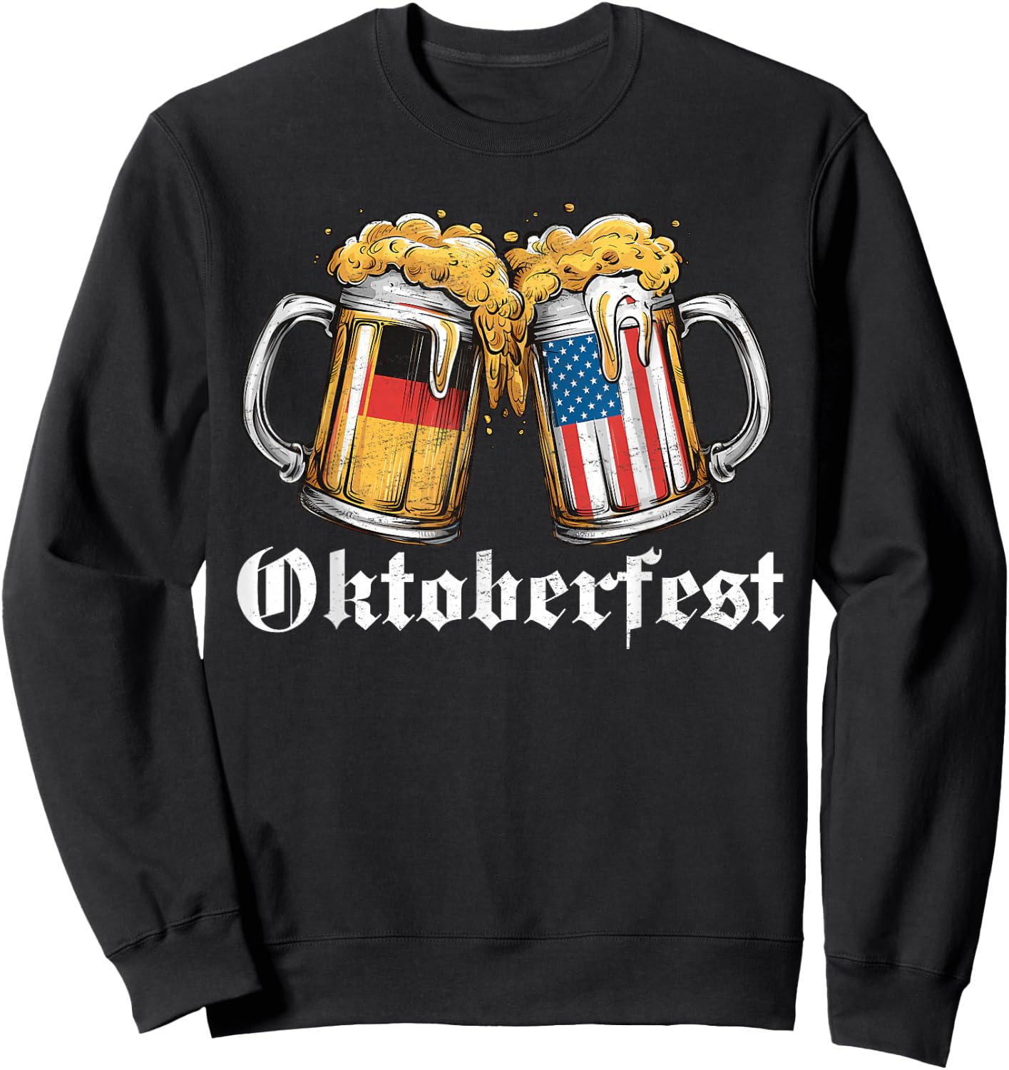 Oktoberfest Beer German American Flag T shirt Oktoberfest Sweatshirt - Sweatshirt | Black