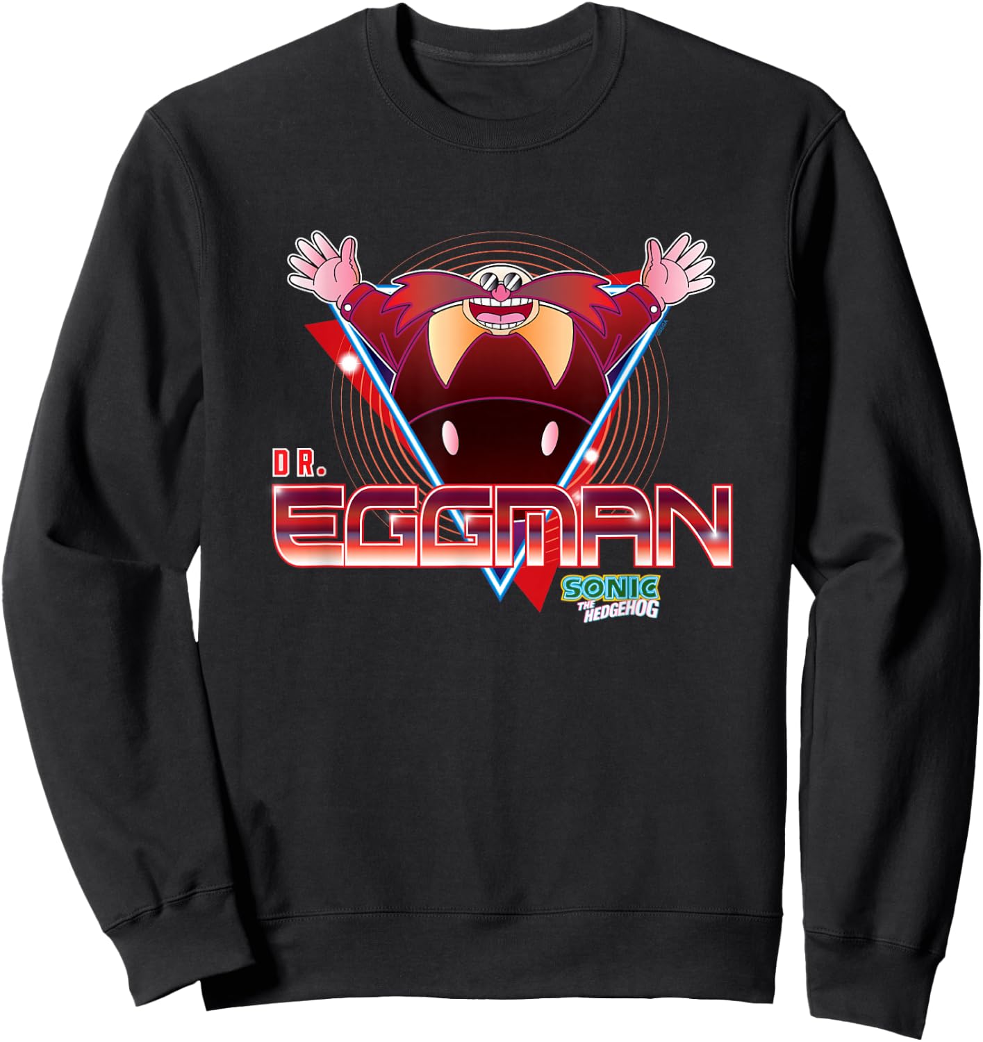 Sonic The Hedgehog Dr. Eggman Retro Neon Logo Sweatshirt - Sweatshirt | Black
