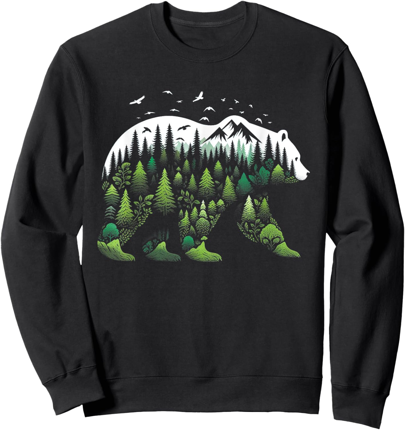 Surreal Bear Nature Outdoor Mountains Forest Trees Wildlife Sweatshirt - Sweatshirt | Black