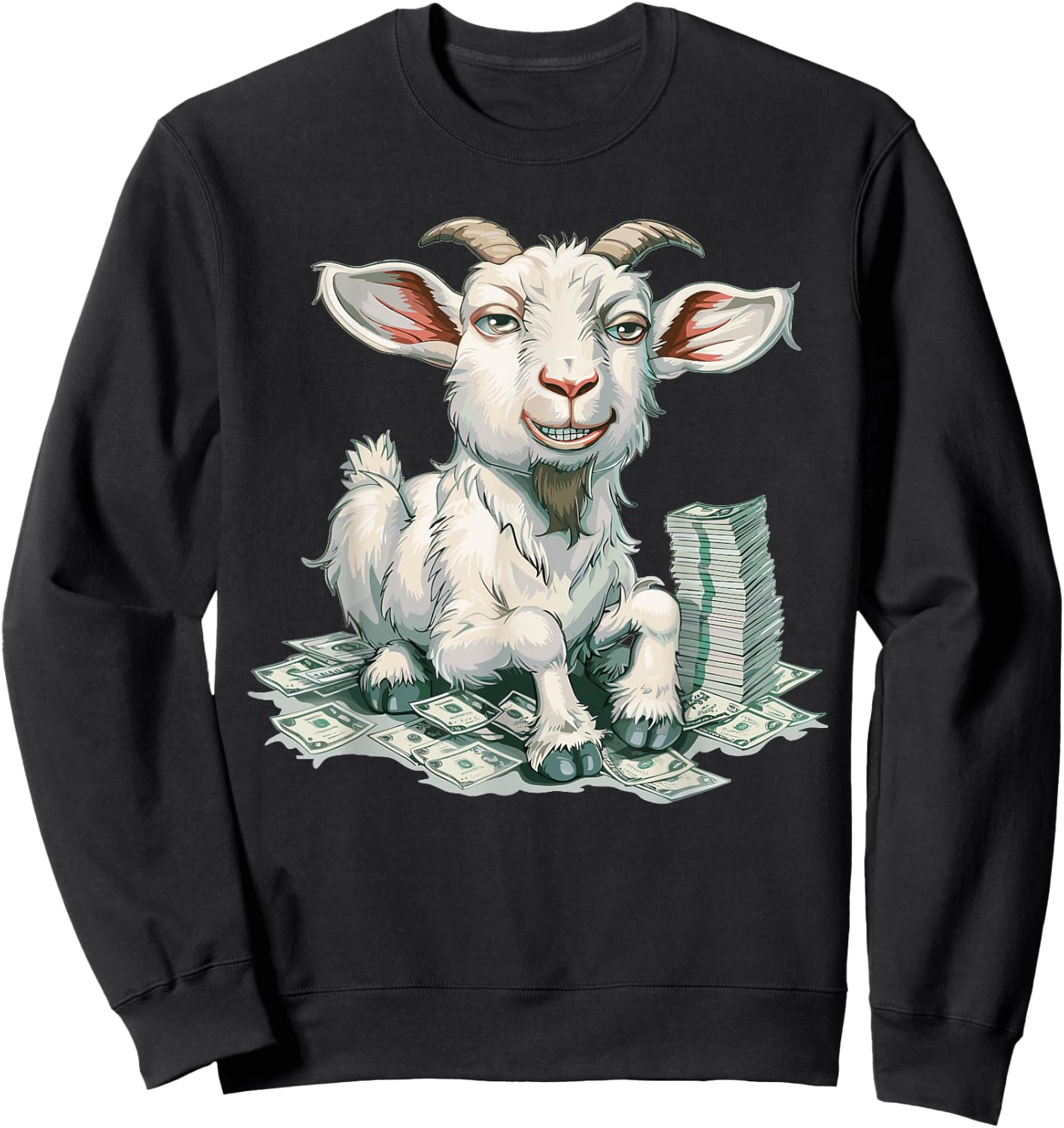 Cartoon Money Goat Sweatshirt - Sweatshirt | Black