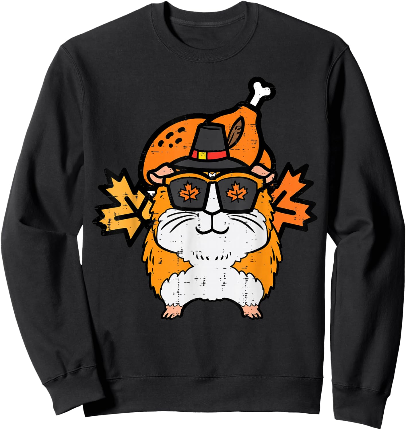 Thanksgiving Guinea Pig Turkey Day Fall Pet Men Women Kids Sweatshirt - Sweatshirt | Black