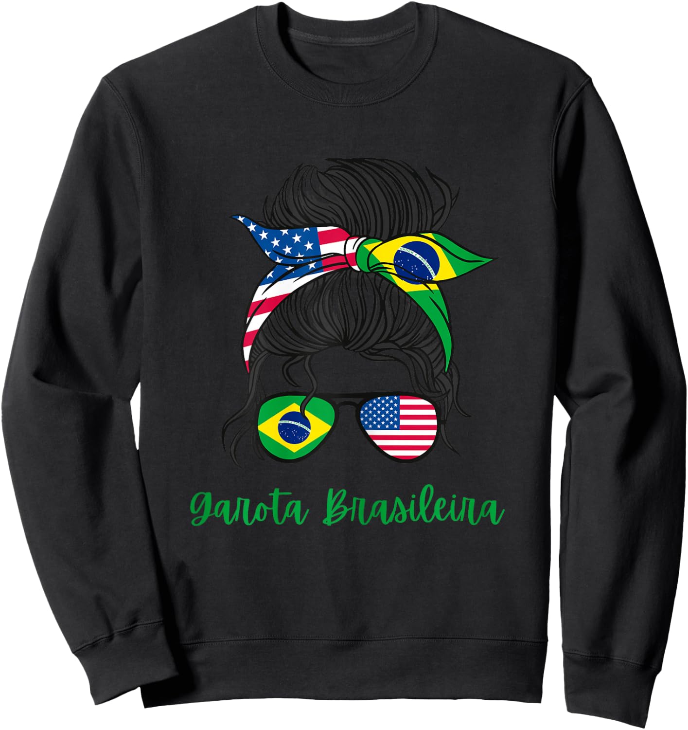 Brazil Girls USA American Brazilian Girl Sweatshirt - Sweatshirt | Black