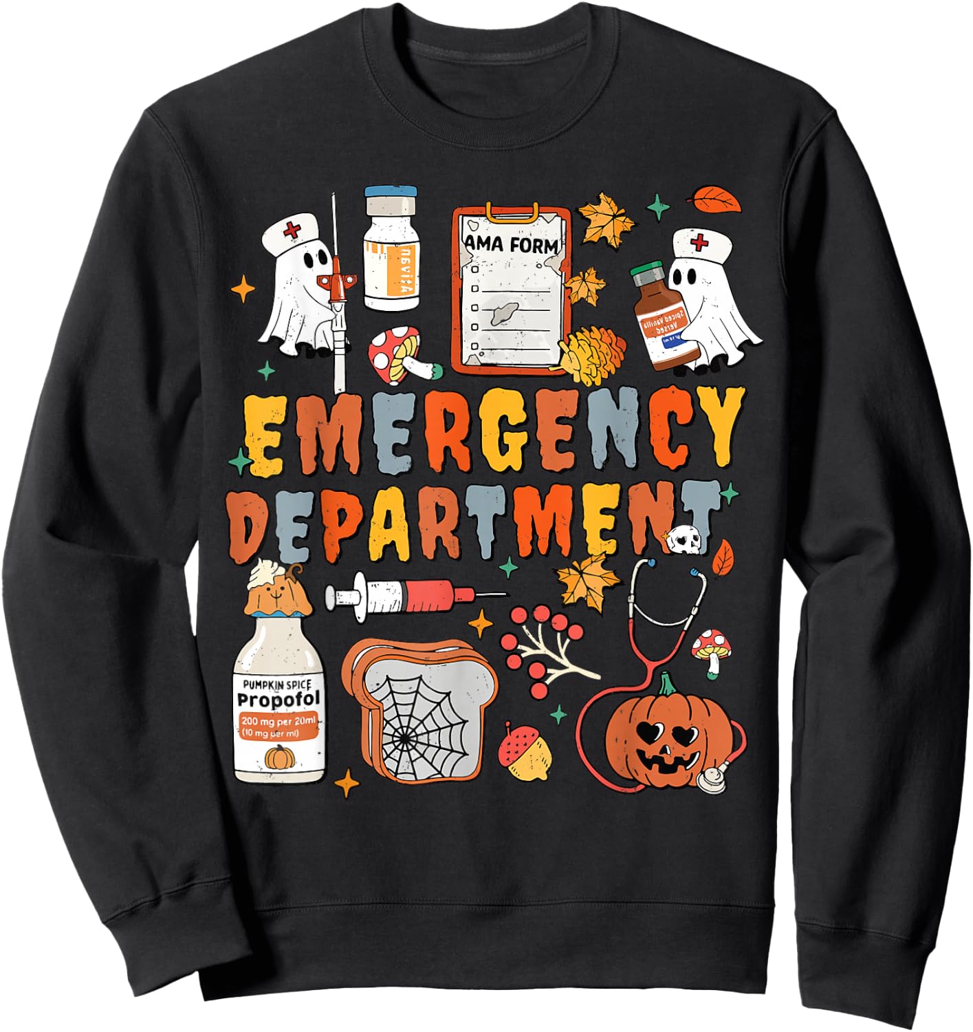 Emergency Department Funny ER Nurse Halloween Spooky Season Sweatshirt - Sweatshirt | Black