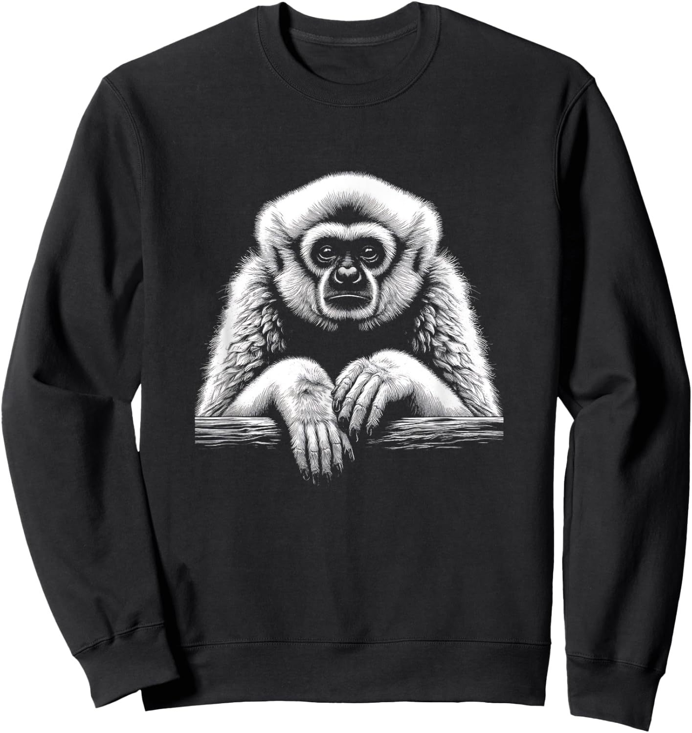Gibbon Graphic Art Design Sweatshirt - Sweatshirt | Black