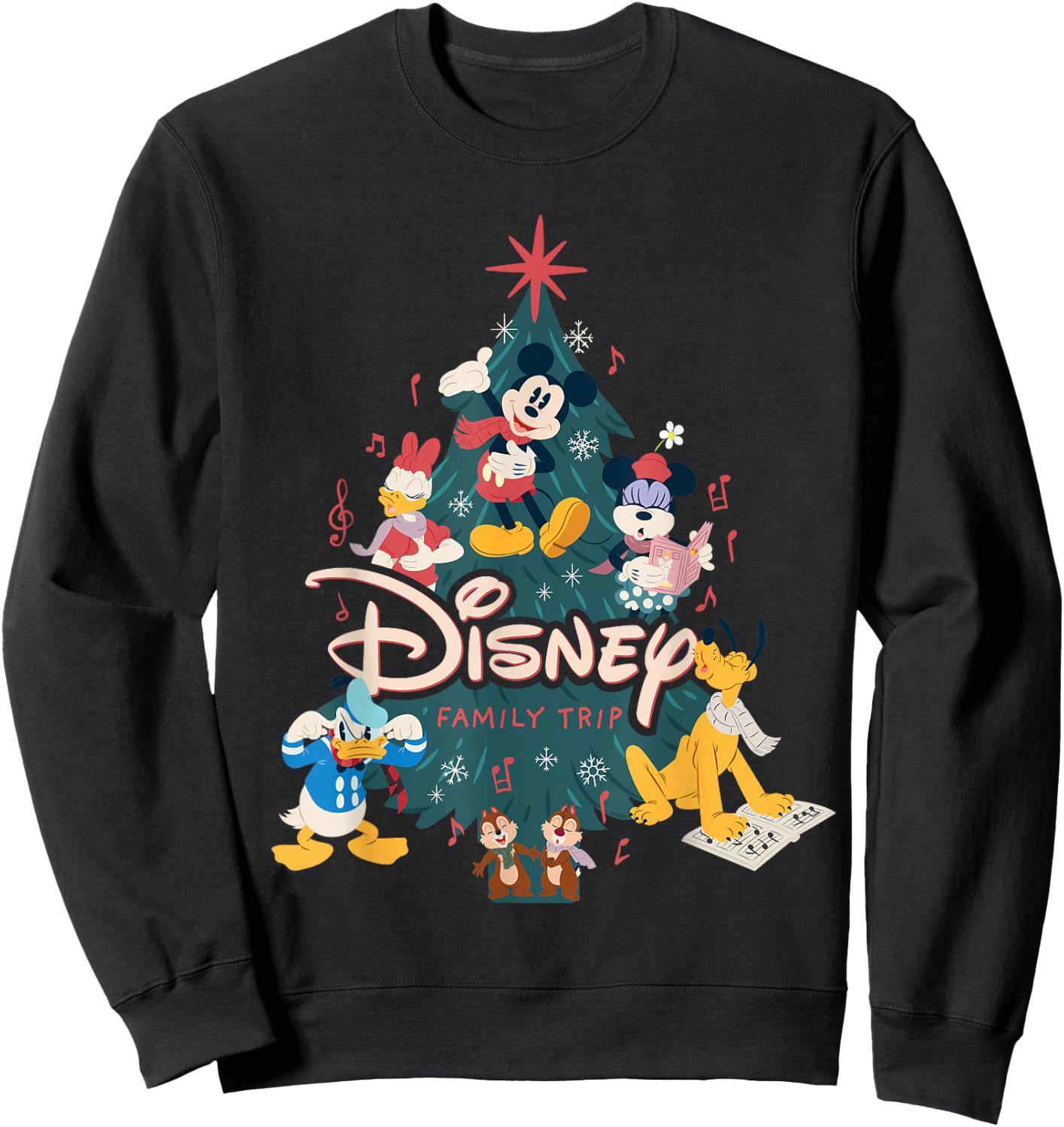 Disney Mickey & Friends Carols Christmas Holiday Family Trip Sweatshirt - Sweatshirt | Black