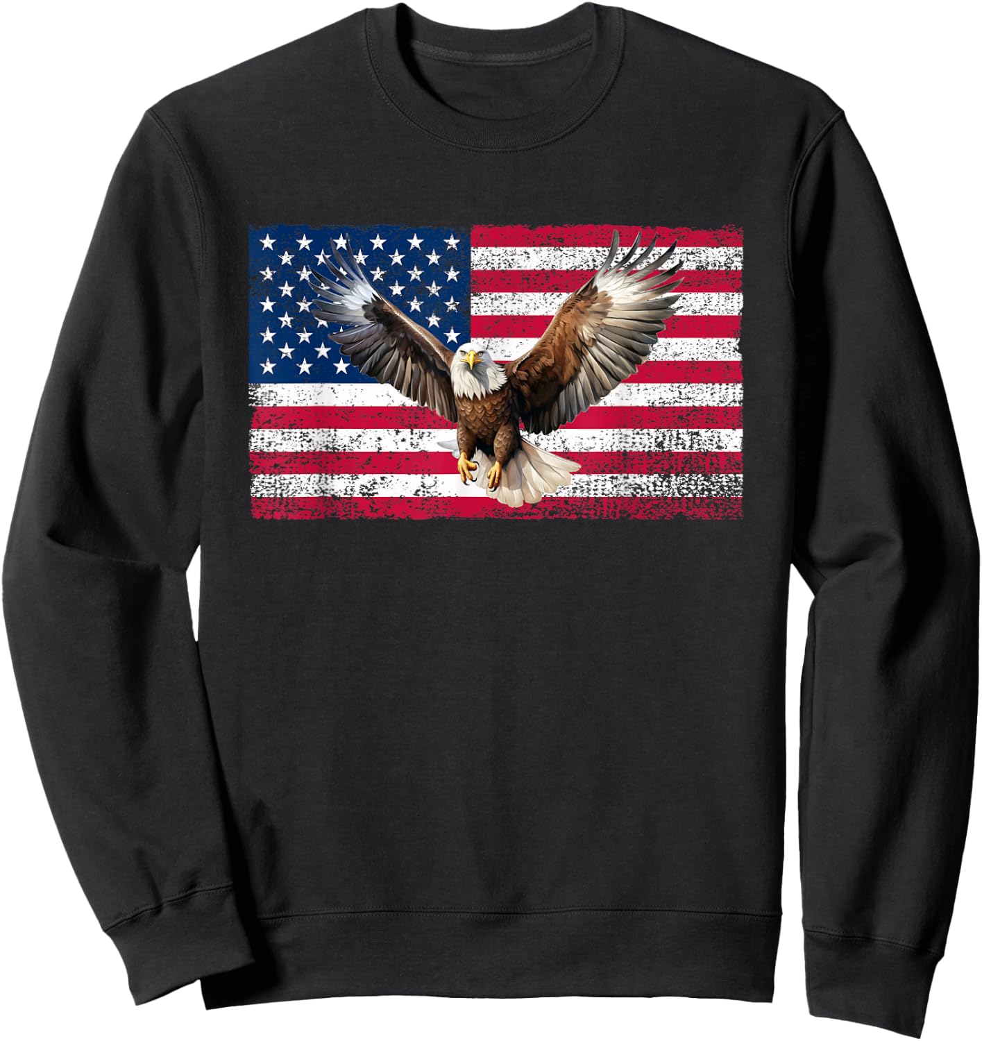 Patriotic Eagle 4th Of July USA American Flag Sweatshirt - Sweatshirt | Black