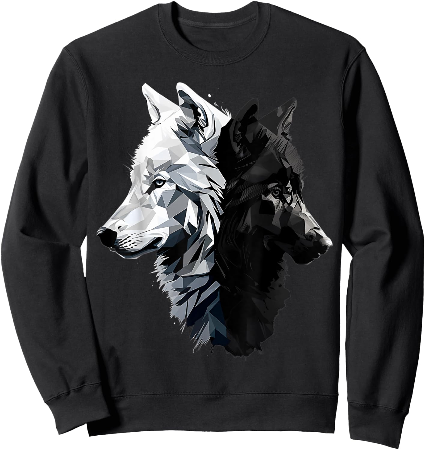 Dangerous And Beautifull Two Wolves Black And White Sweatshirt - Sweatshirt | Black