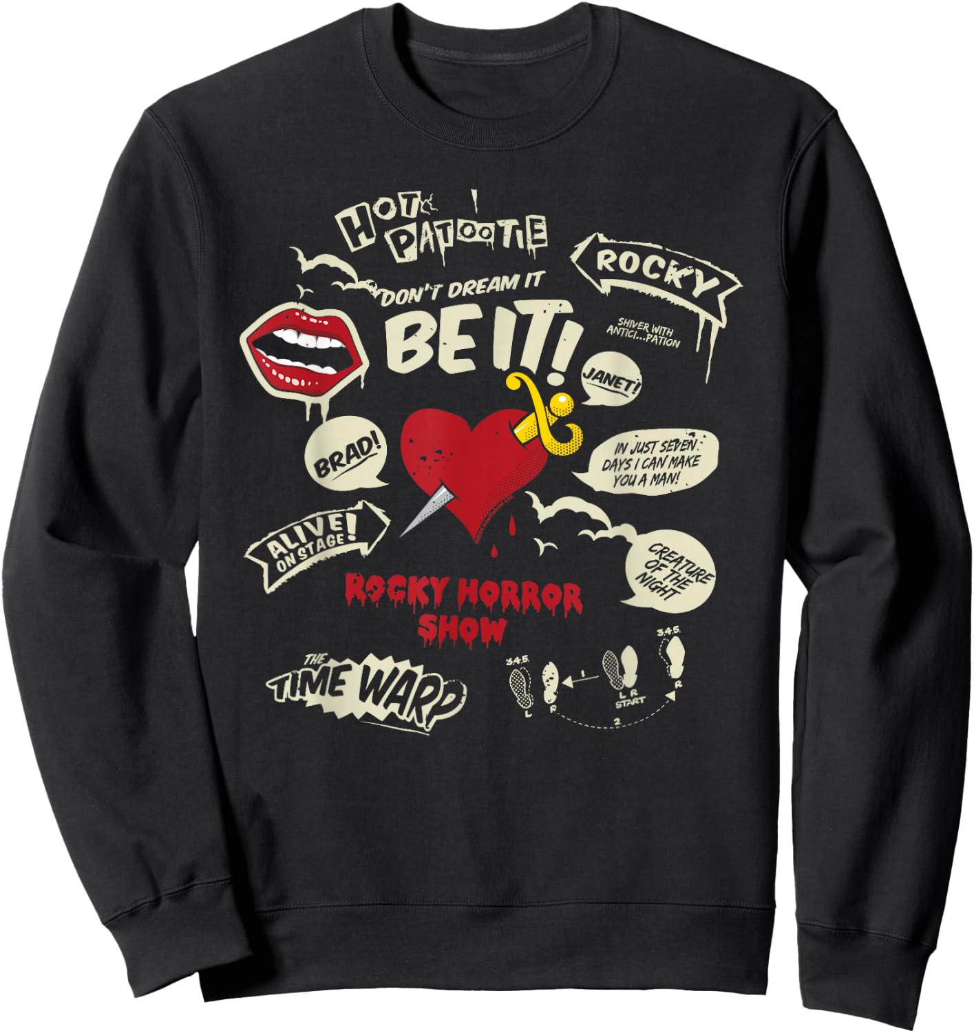 Rocky Horror Show Icons And Quotes Sweatshirt - Sweatshirt | Black