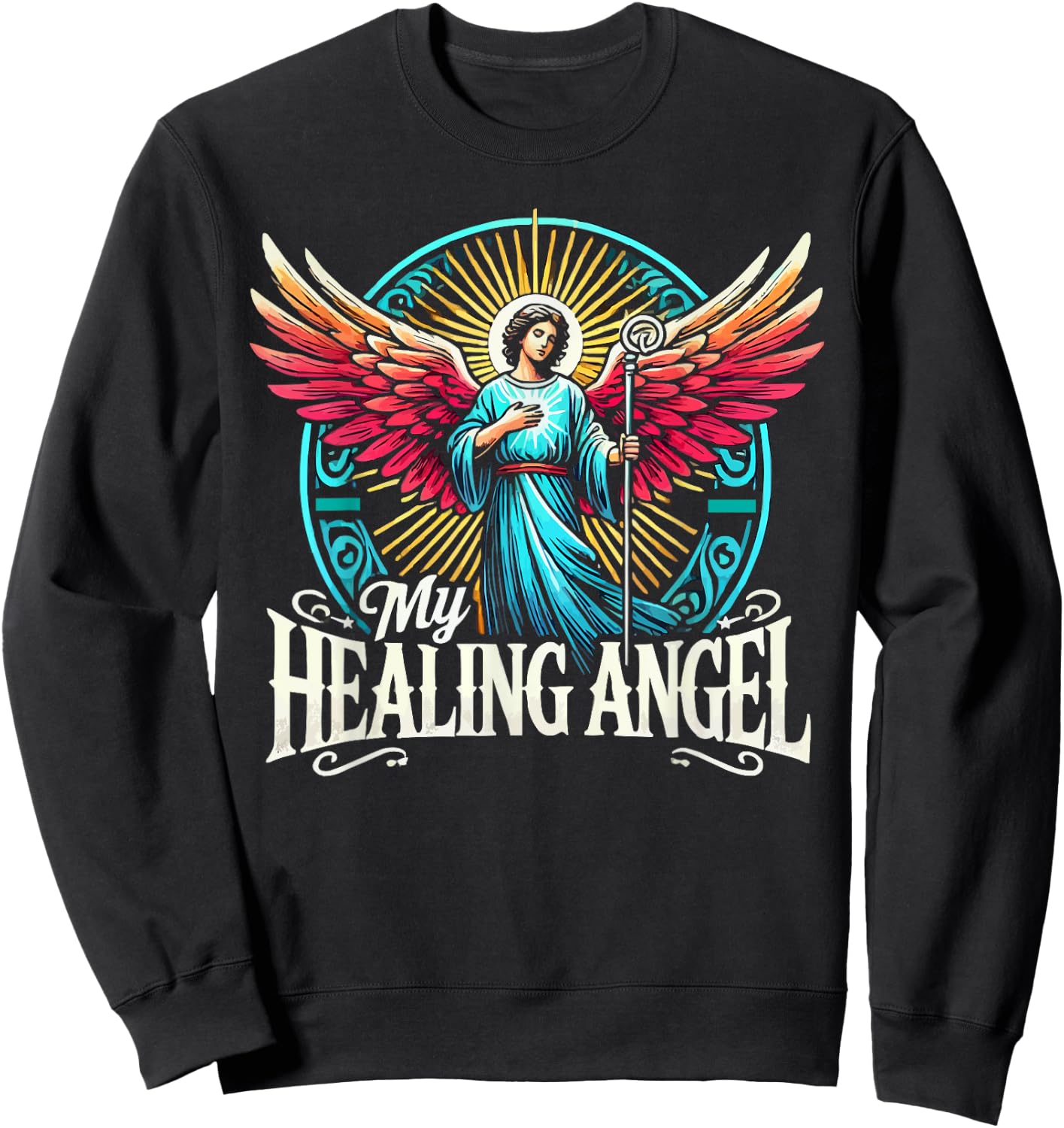 Archangel Raphael Catholic Christianity Guardian Angel Sweatshirt - Sweatshirt | Black