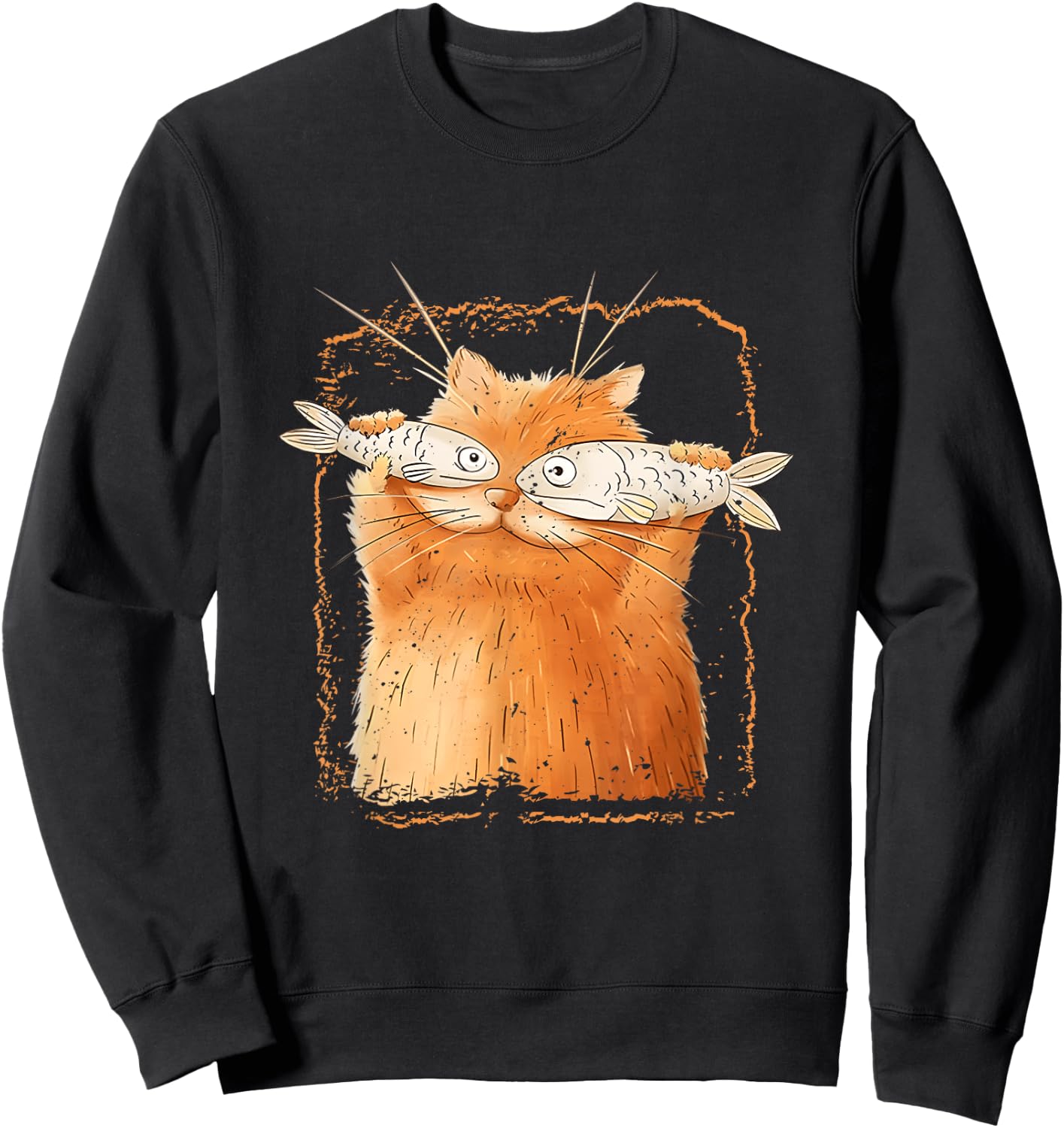 Cat With Fisheyes Kitten Funny Parody Cat Lover Cartoon Sweatshirt - Sweatshirt | Black