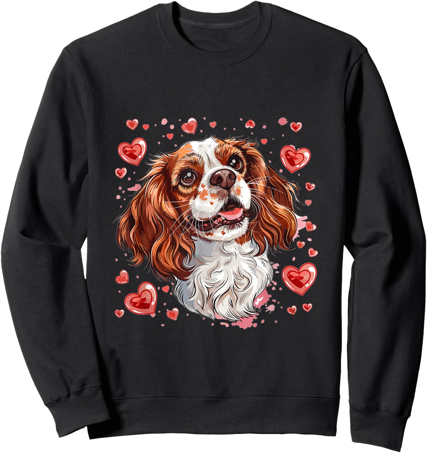 Cavalier King Charles Spaniel Hearts Dog Breed Graphic Sweatshirt - Sweatshirt | Black
