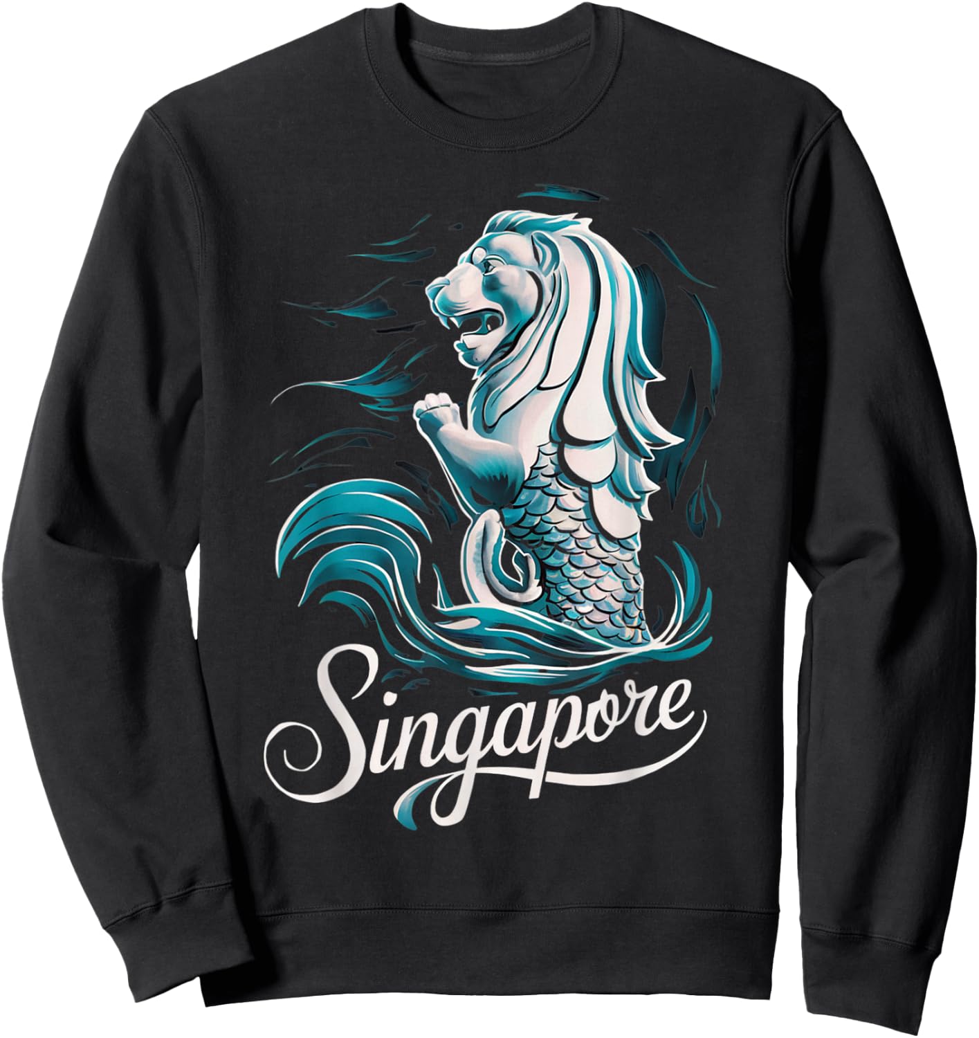 Beautiful Singapore Asia Travel Souvenir Merlion Lion Sweatshirt - Sweatshirt | Black