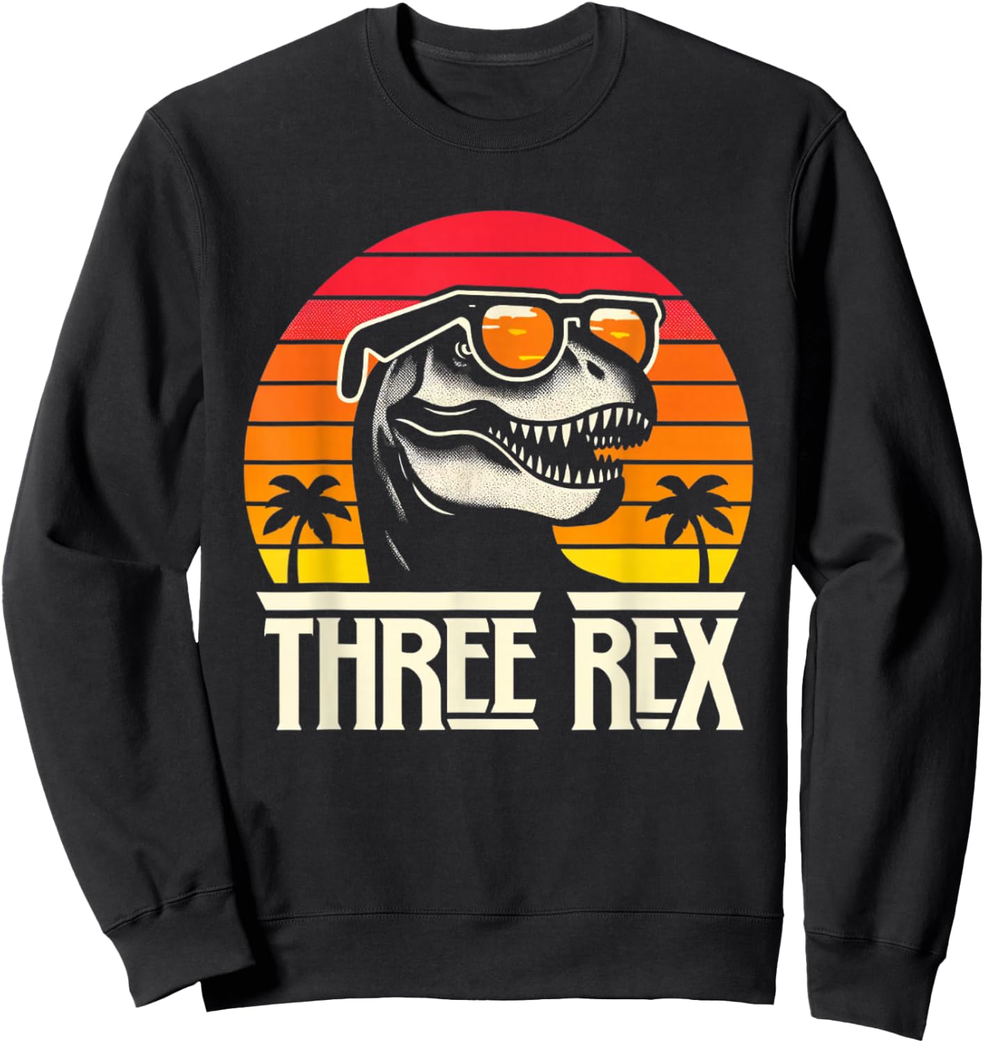 Three Rex 3rd Birthday T Rex Dinosaur Third Bday 3 Year Old Sweatshirt - Sweatshirt | Black