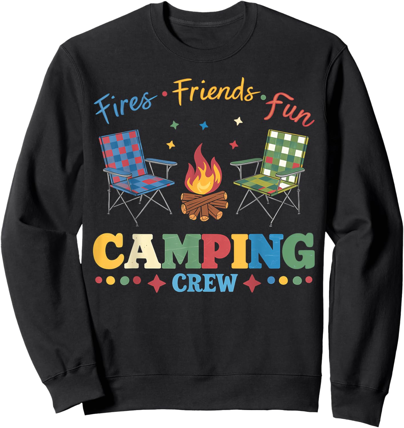 Camping Crew Family Friends Girls Kids Summer Vibes Camper Sweatshirt - Sweatshirt | Black