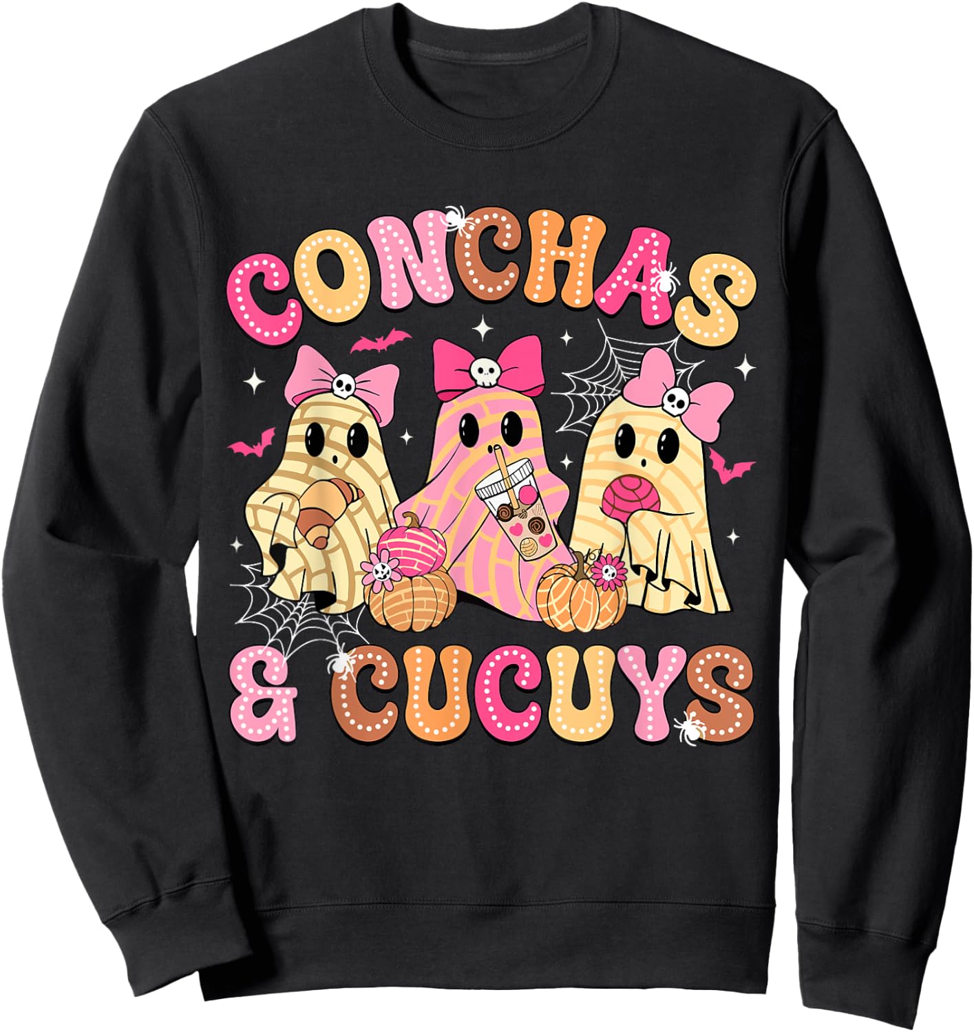 Cute Conchas And Cucuys Ghost Funny Mexican Halloween Ghost Sweatshirt - Sweatshirt | Black