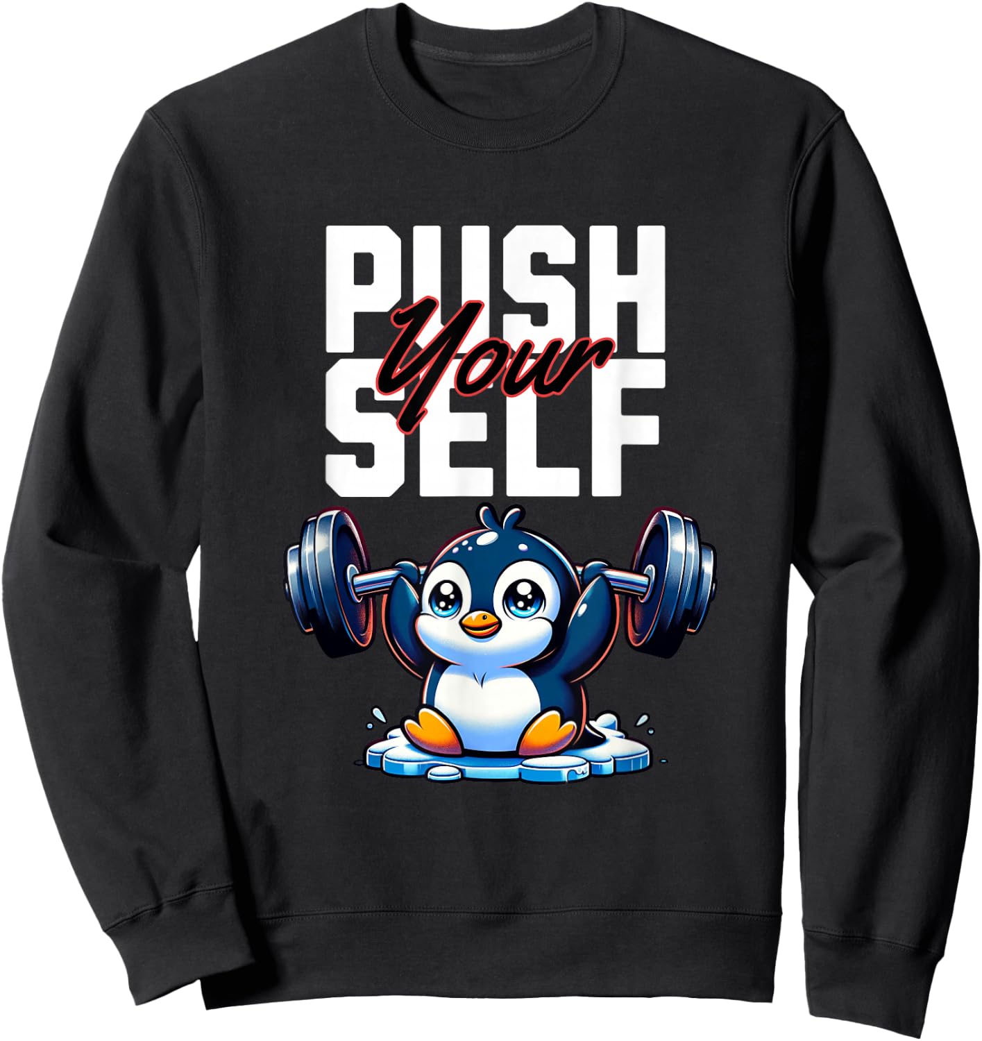 Funny Penguin Fitness Zoo Weightlifting- Penguin Lovers Sweatshirt - Sweatshirt | Black