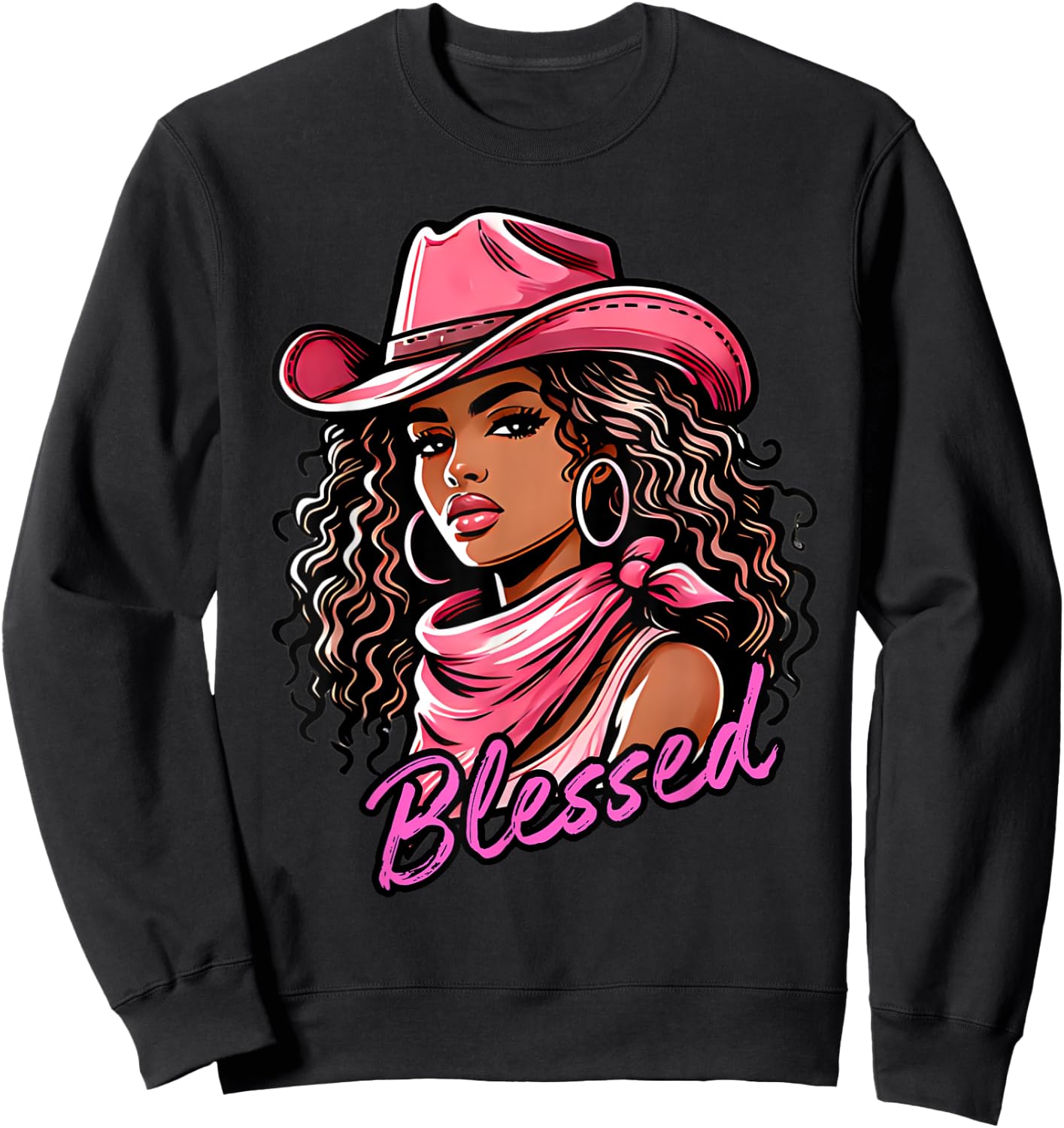 Blessed Black Cowgirl Western Swag African Christian Woman Sweatshirt - Sweatshirt | Black