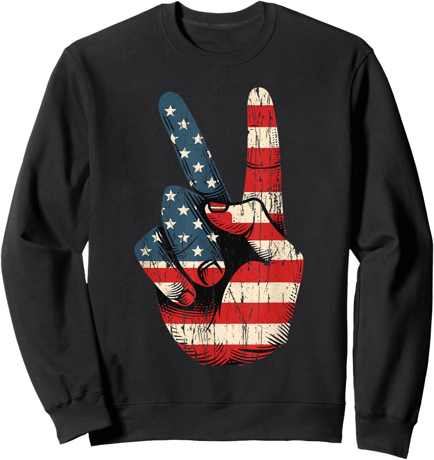 Retro Peace Sign Vintage 60's 70's Hippie Sweatshirt - Sweatshirt | Black