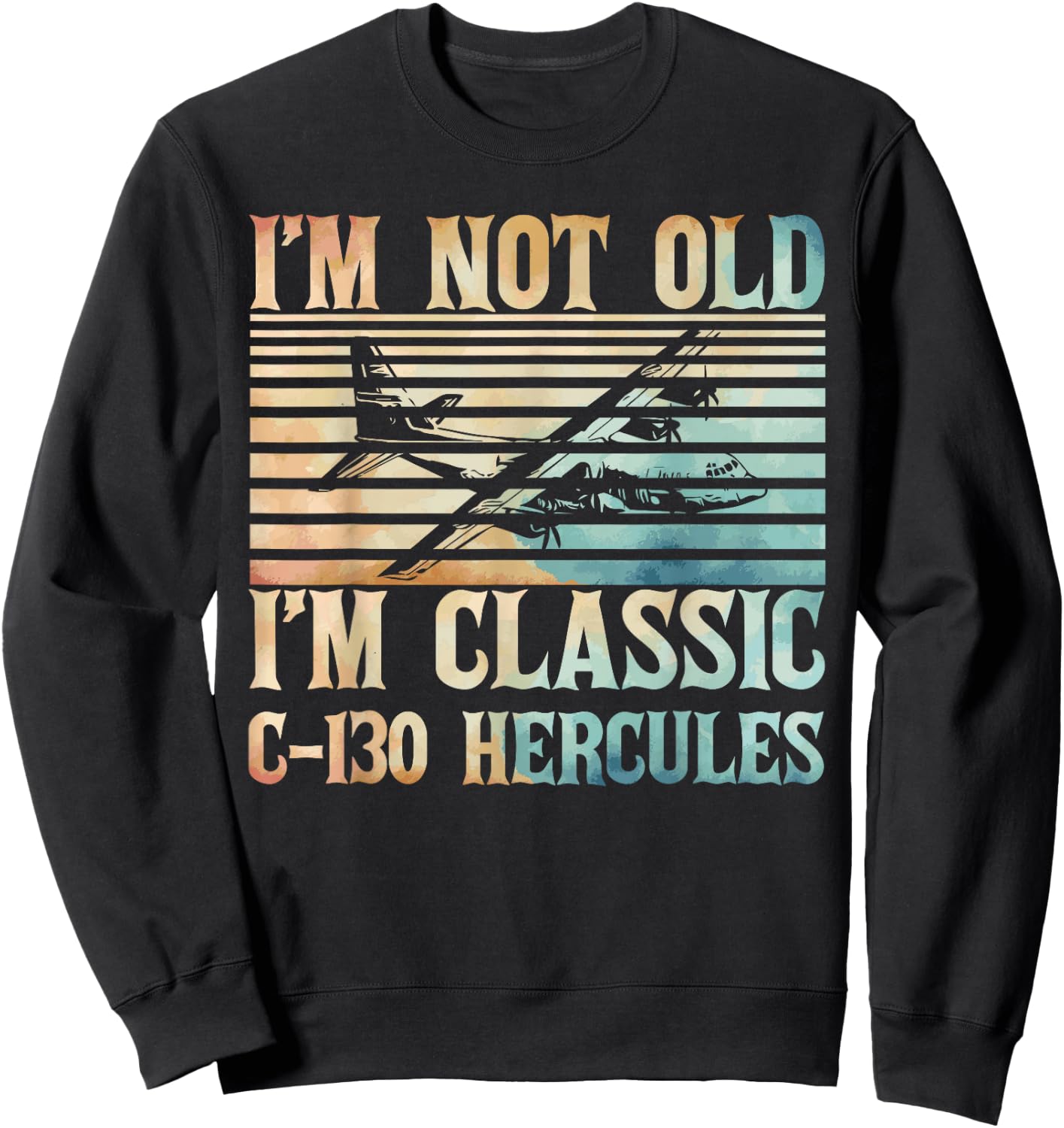 C-130 Hercules American USA Military Airplane Sweatshirt - Sweatshirt | Black