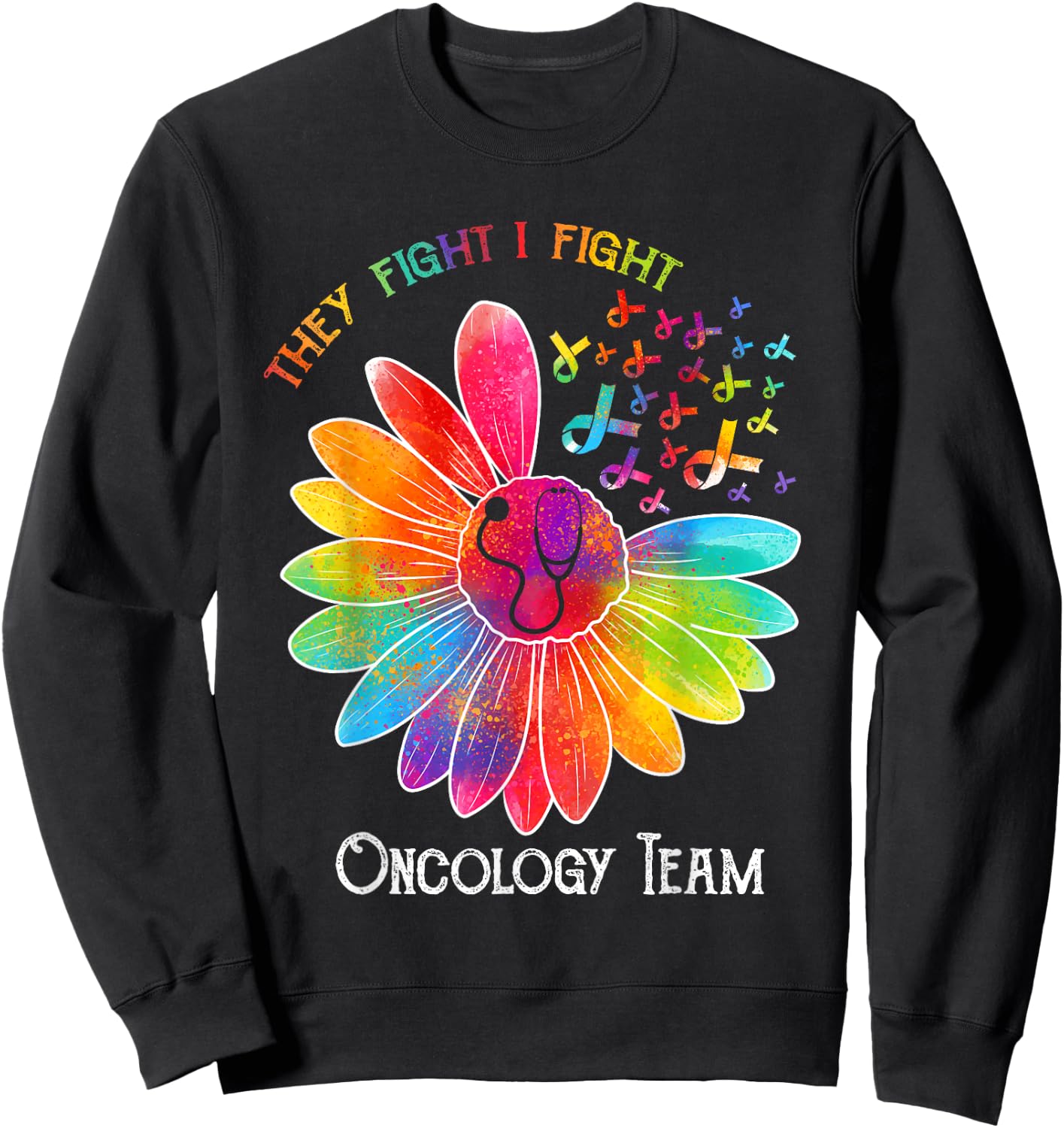 Oncology Team Nurse OCN Nursing Oncologist Sunflower Sweatshirt - Sweatshirt | Black