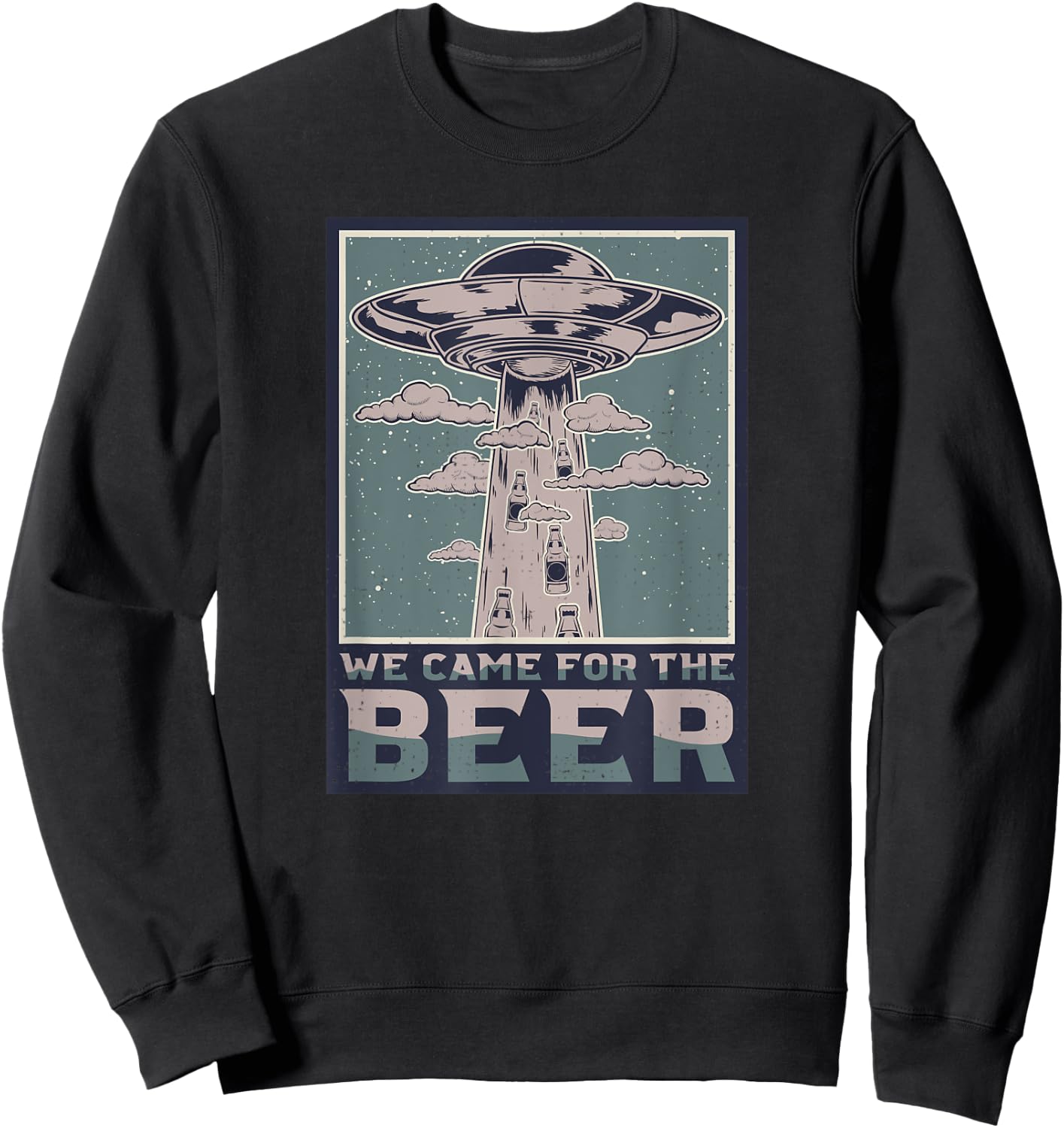 Ufo Abduction Beer Lovers Funny Alien Spacecraft Sweatshirt - Sweatshirt | Black