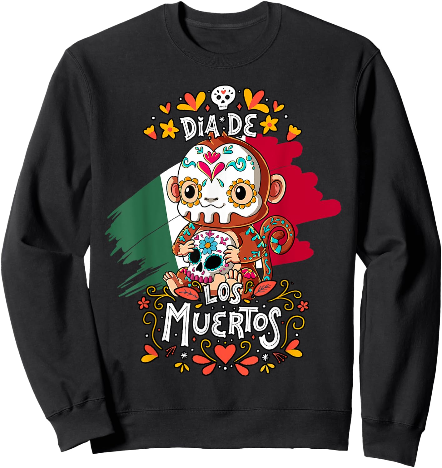Dia De Los Muertos Monkey Sweatshirt - Sweatshirt | Black