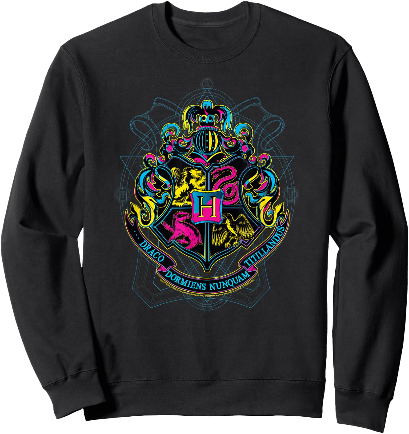 Harry Potter Neon Hogwarts Shield with Motto Sweatshirt - Sweatshirt | Black