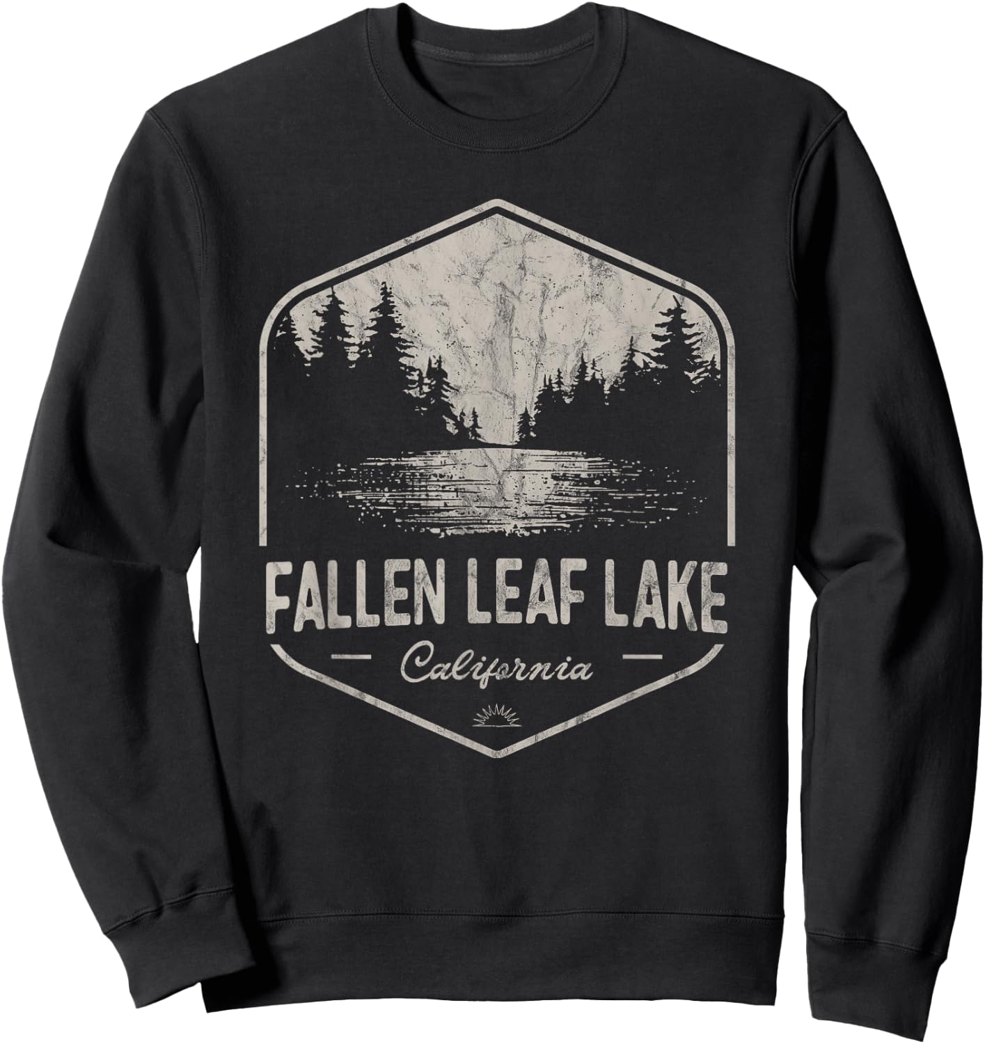 Fallen Leaf Lake California Outdoors Vintage Sweatshirt - Sweatshirt | Black
