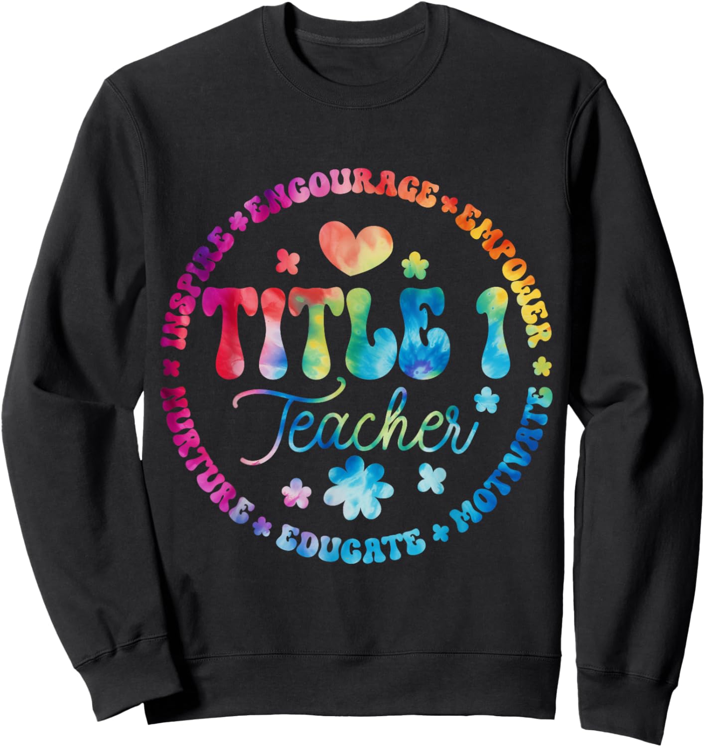 Groovy Title 1 teacher squad cute title 1 Reading Sweatshirt - Sweatshirt | Black
