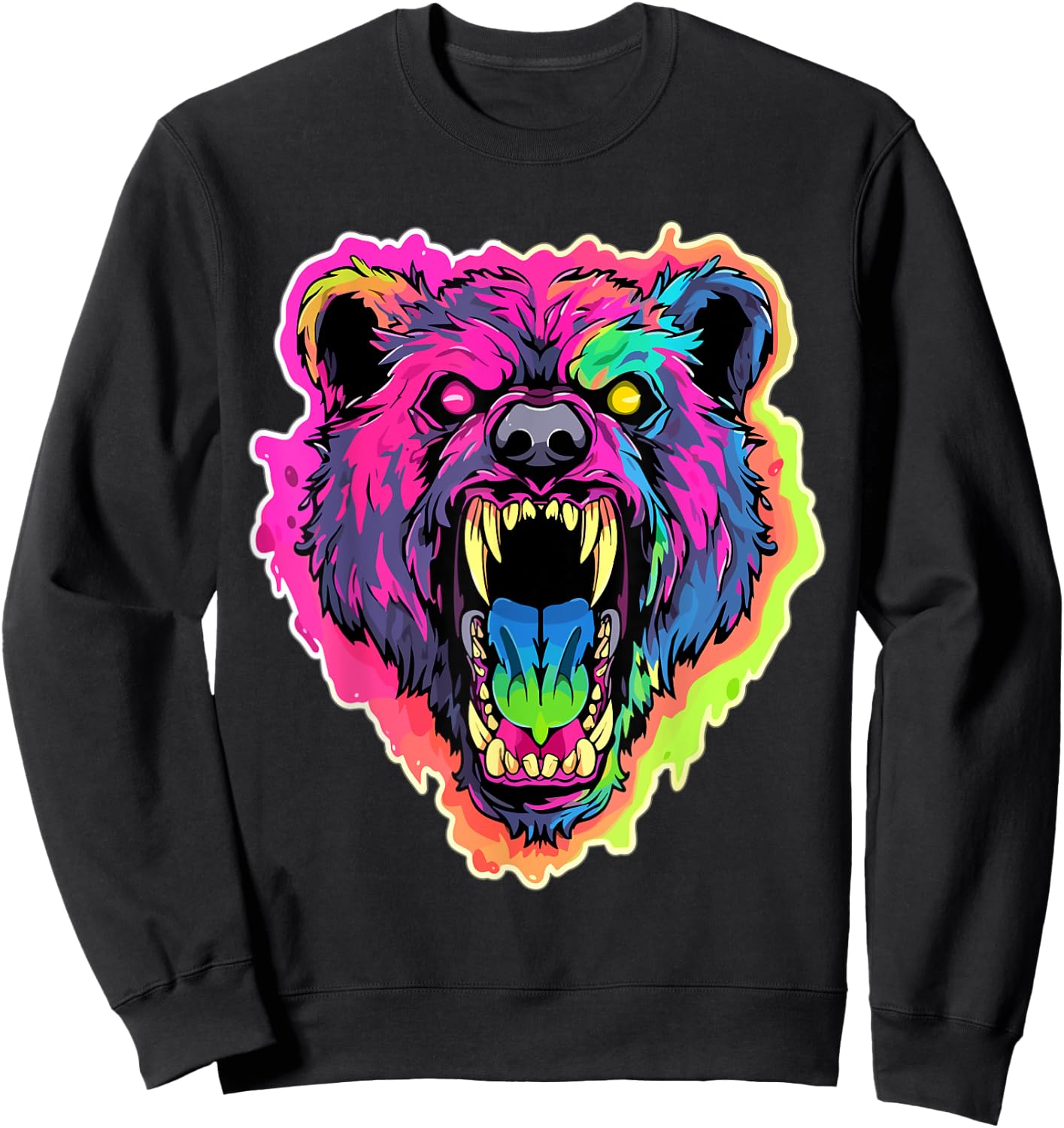Psychedelic Party EDM Bear Summer Tekk Men Women Sweatshirt - Sweatshirt | Black