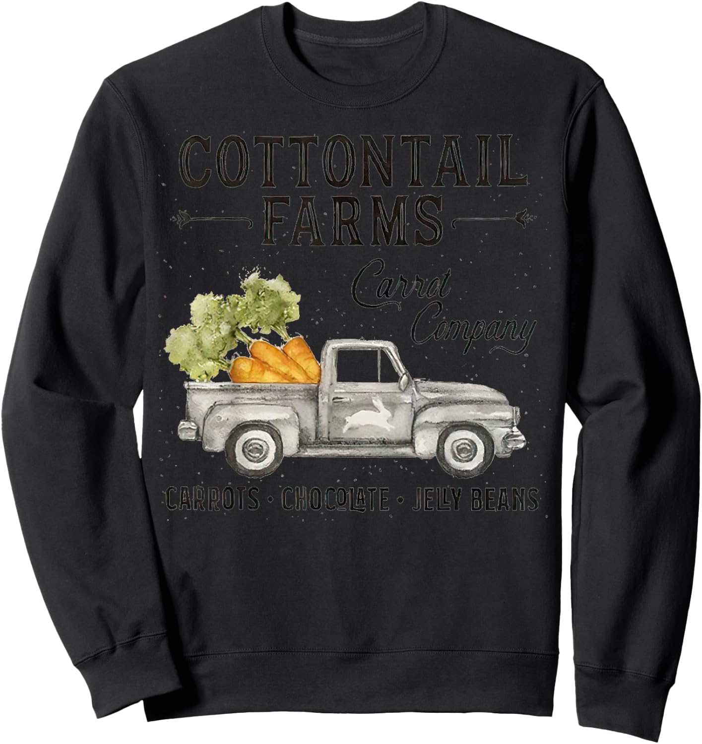 Cottontail farms carrot company vintage Easter day truck Sweatshirt - Sweatshirt | Black