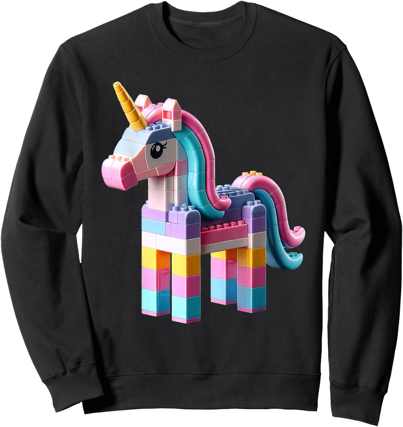 Master Builder Bricks Blocks Play Toys Unicorn Sweatshirt - Sweatshirt | Black