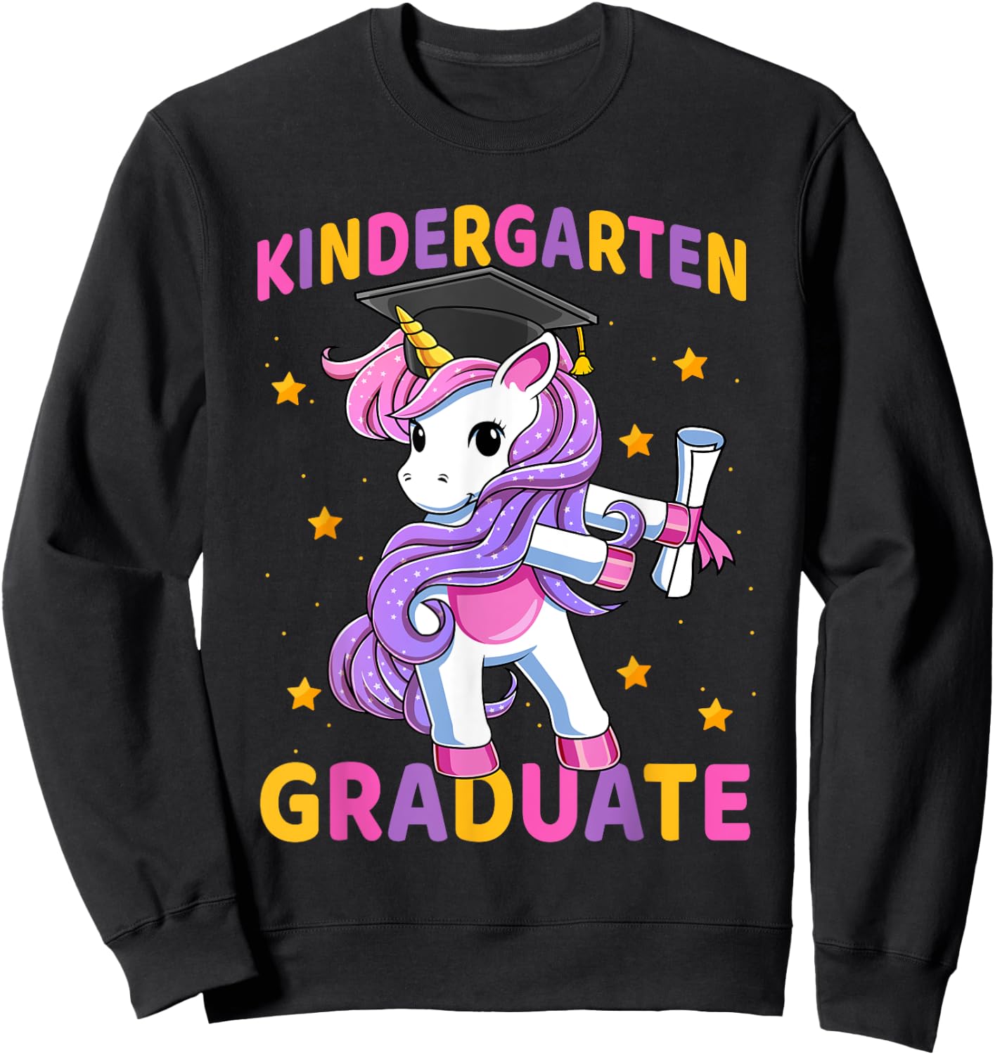 Flossing Unicorn Kindergarten Graduation for Girls Kids Sweatshirt - Sweatshirt | Black