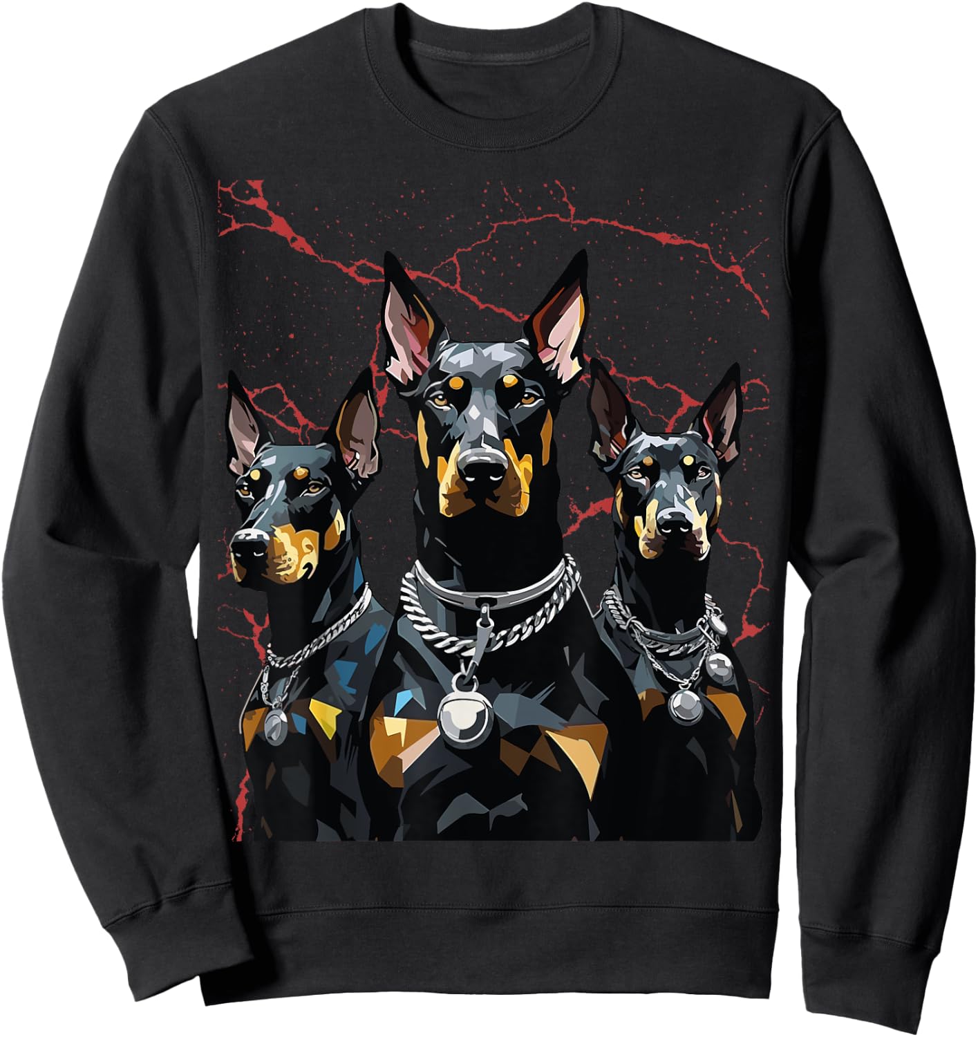 Doberman & Giftideas Doberman Dogs - -Adults/Kids - Black - Short Sleeve - Classic Fit - Cotton/Polyester - Small Sweatshirt - Sweatshirt | Black