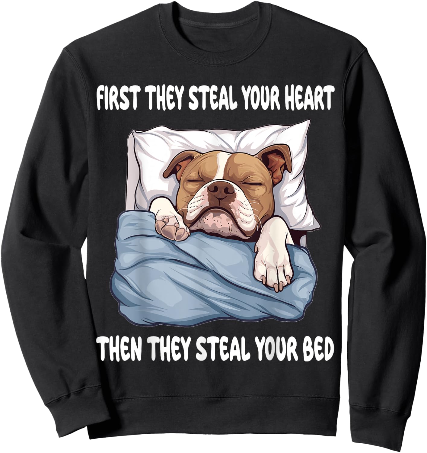 American Staffordshire Terrier Sleeping Pajamas Nightgown Sweatshirt - Sweatshirt | Black