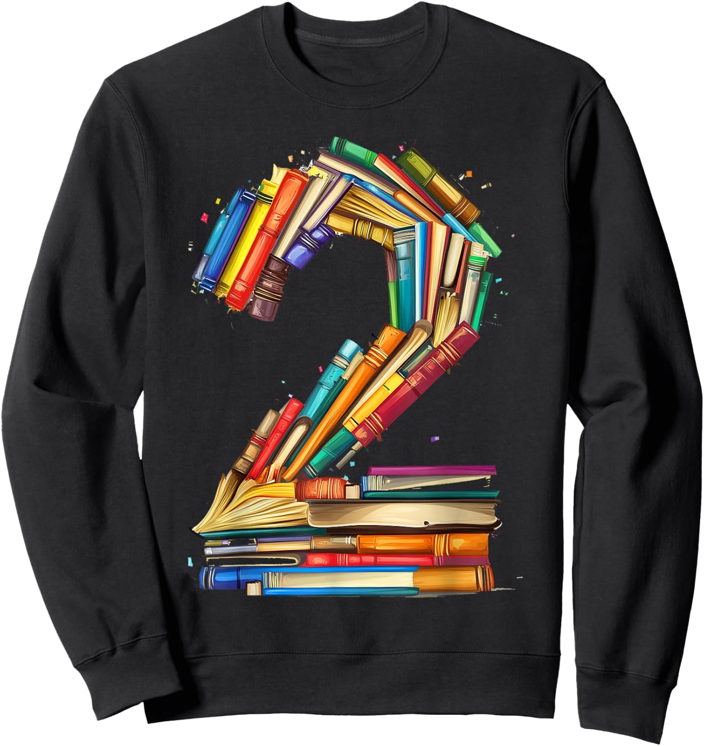 Toddler 2nd Birthday Books Themed 2 Year Old Boys Kids Girls Sweatshirt - Sweatshirt | Black