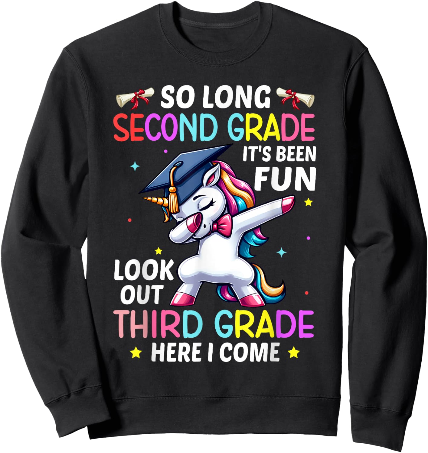 So Long 2nd Grade 3rd Grade Here I Come Unicorn Graduation Sweatshirt - Sweatshirt | Black