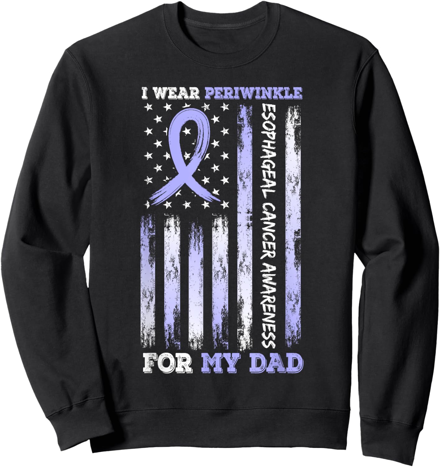 I Wear Periwinkle For My Dad USA Flag Ribbon Esophageal Sweatshirt - Sweatshirt | Black