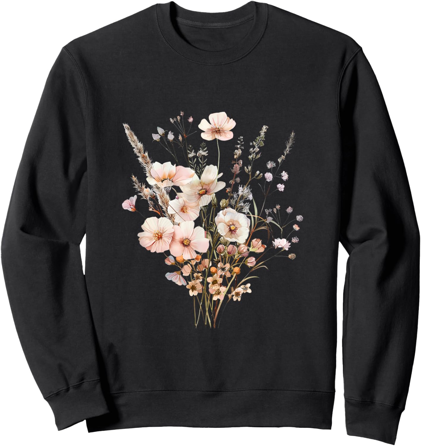 Summer Flower Botanical Nature Lover Floral Art Wildflower Women Kids Sweatshirt - Sweatshirt | Black