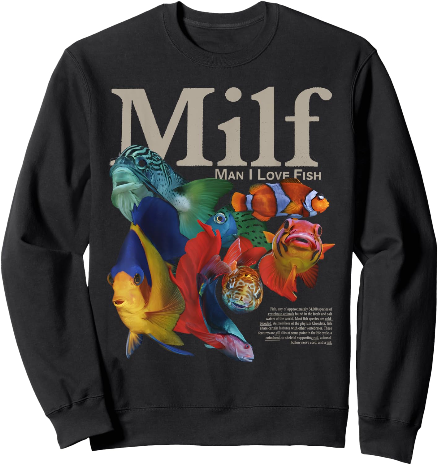 MILF Man I Love Fish Funny Sweatshirt - Sweatshirt | Black