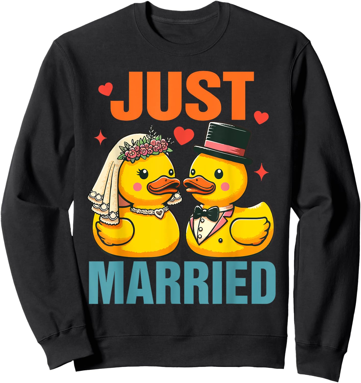 Bride & Groom Newlywed Wedding Rubber Ducks Just Married Sweatshirt - Sweatshirt | Black