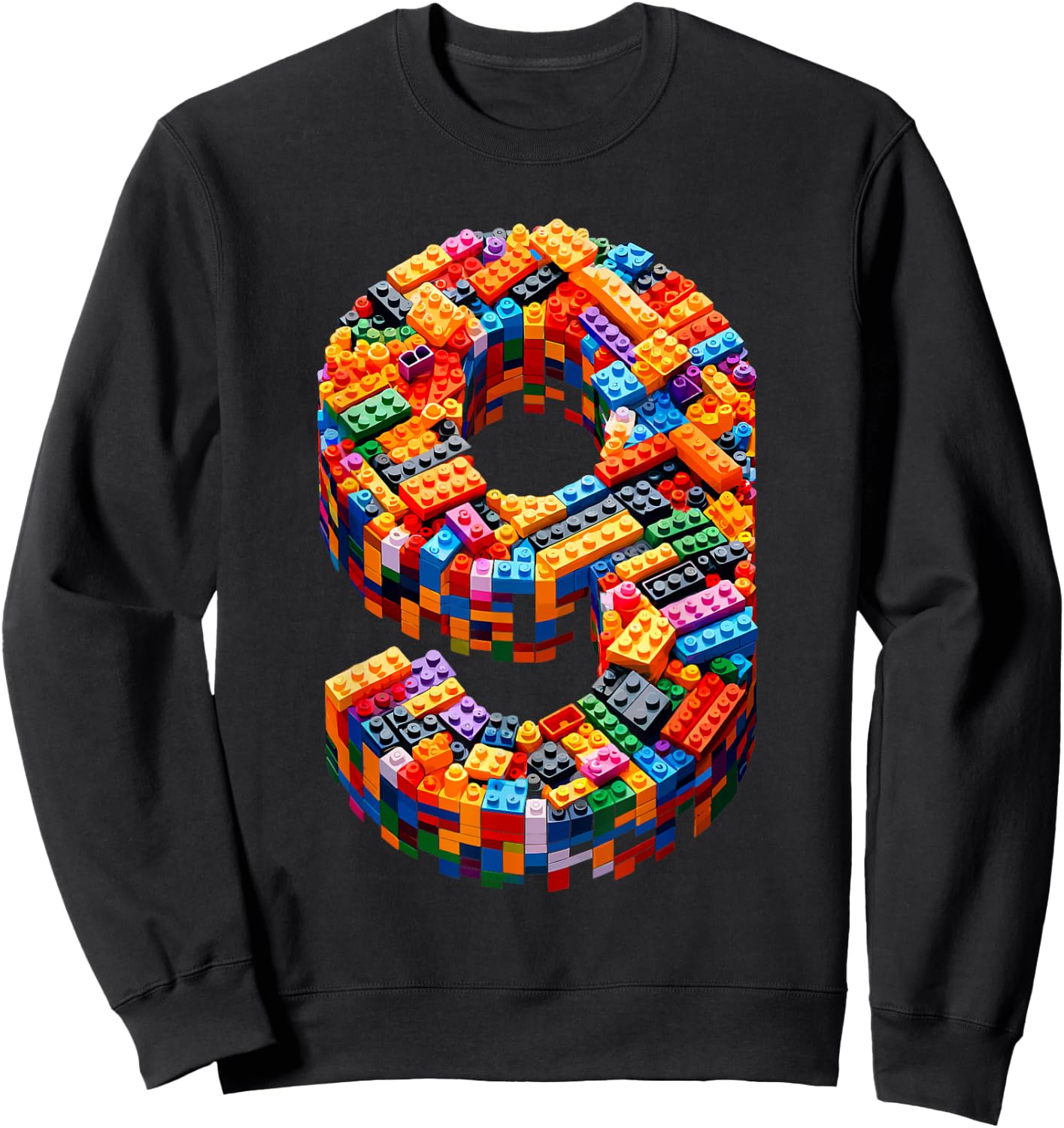 9 Year Old Blocks Building Master Builder 9th Birthday Boy Sweatshirt - Sweatshirt | Black